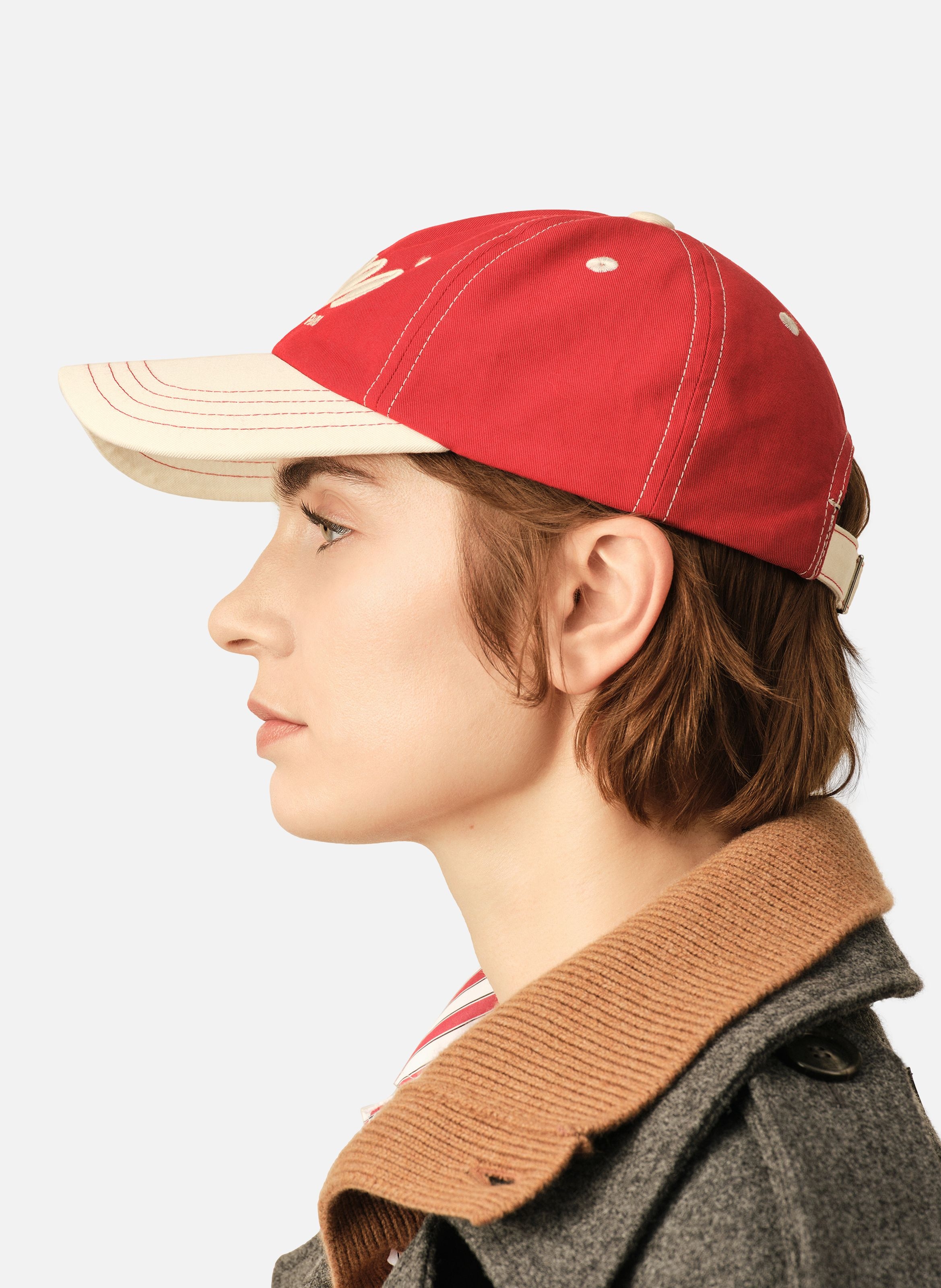 Casquette unisexe en coton broderie ami paris AMI PARIS Rouge