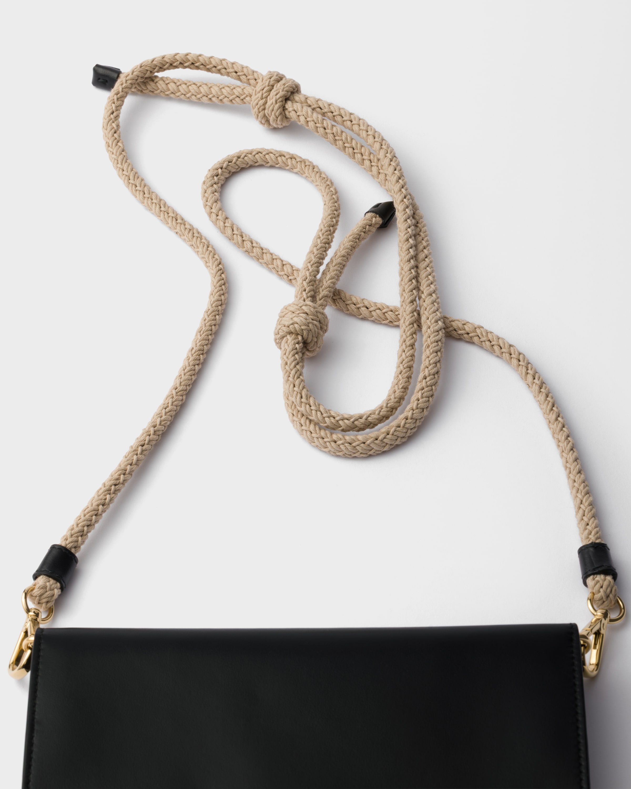 Porte-monnaie en cuir avec bandoulière PRADA Noir
