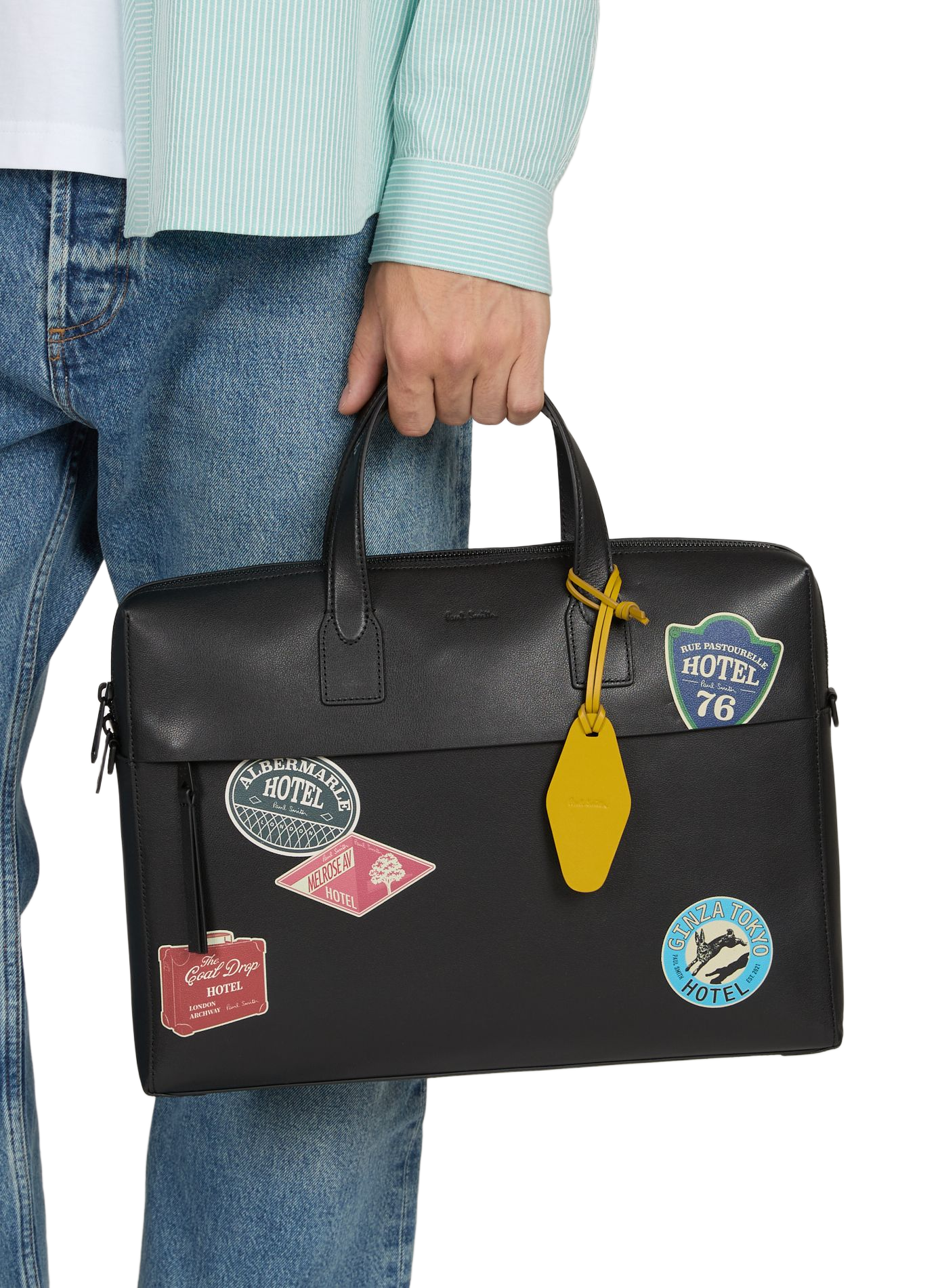 Porte-documents Hotel Stickers en cuir  | Noir PAUL SMITH Homme