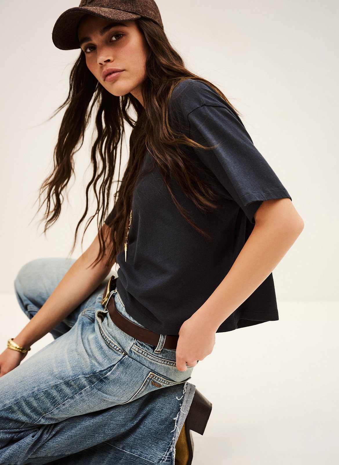 T-shirt met zeefdruk op de achterkant BA&SH Blauw