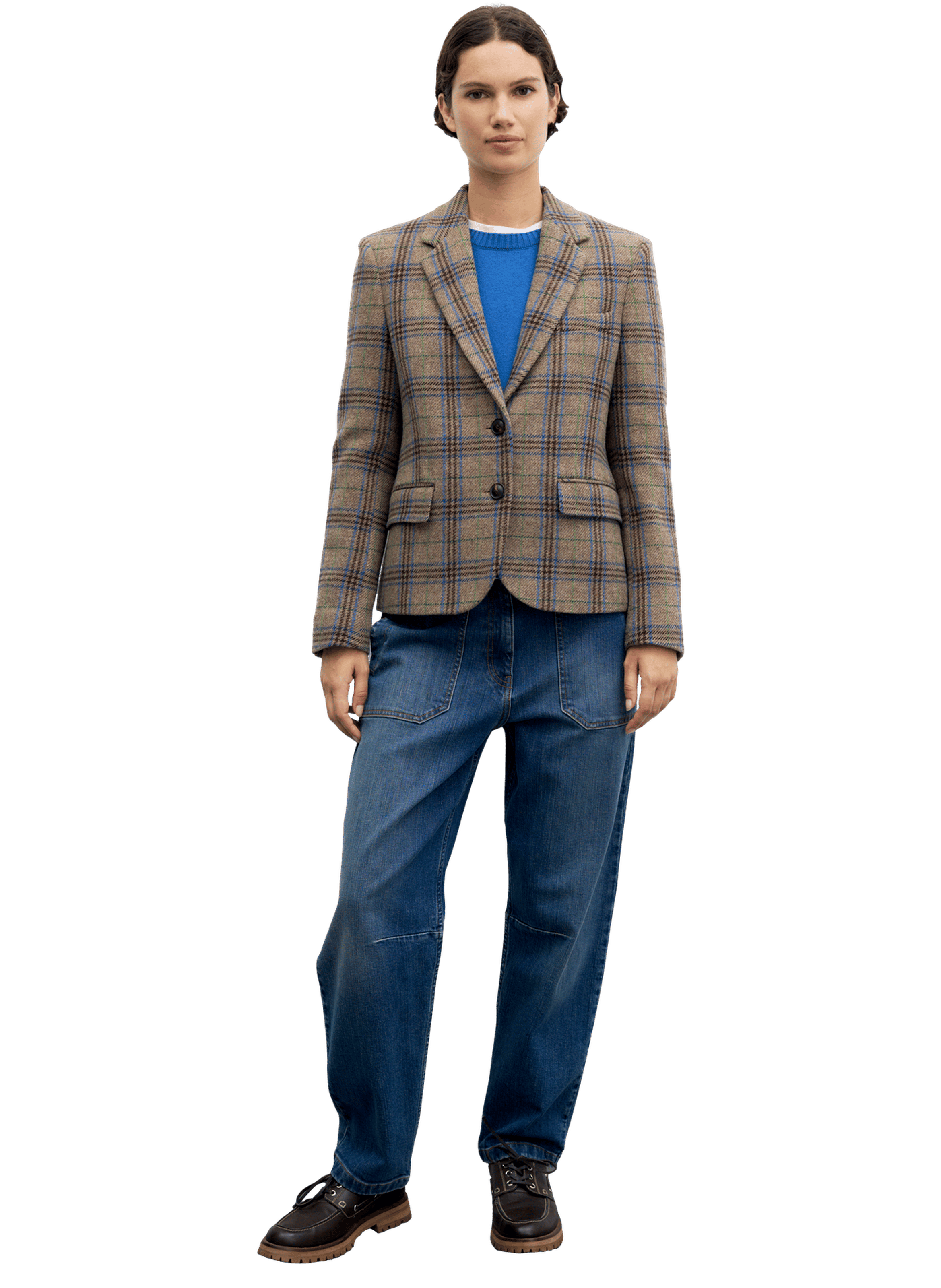 Veste à carreaux en laine vierge - juliane GERARD DAREL Marron