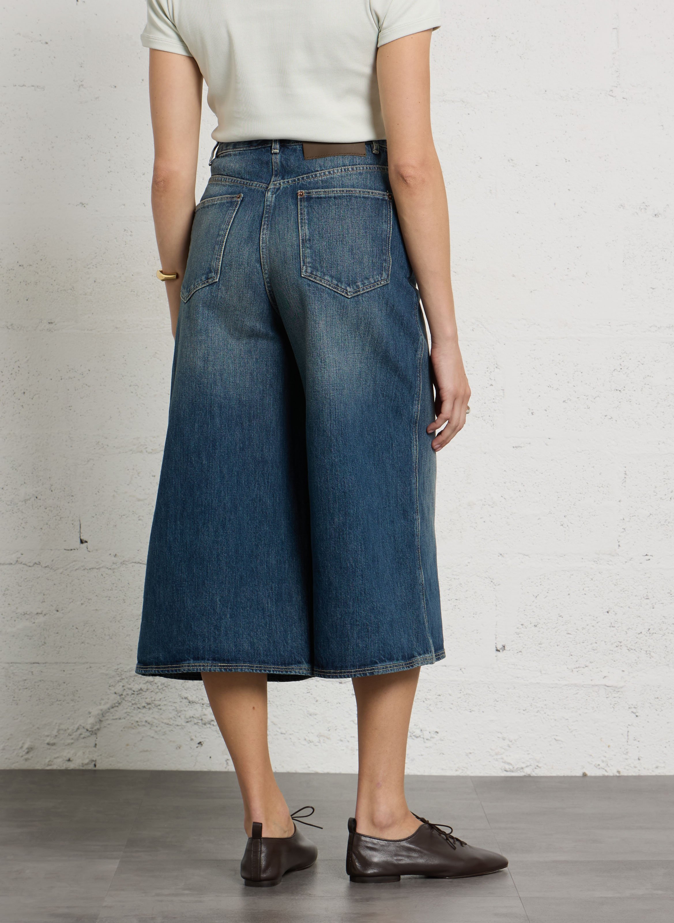 Bermuda large taille haute en jean joyce SOEUR Bleu