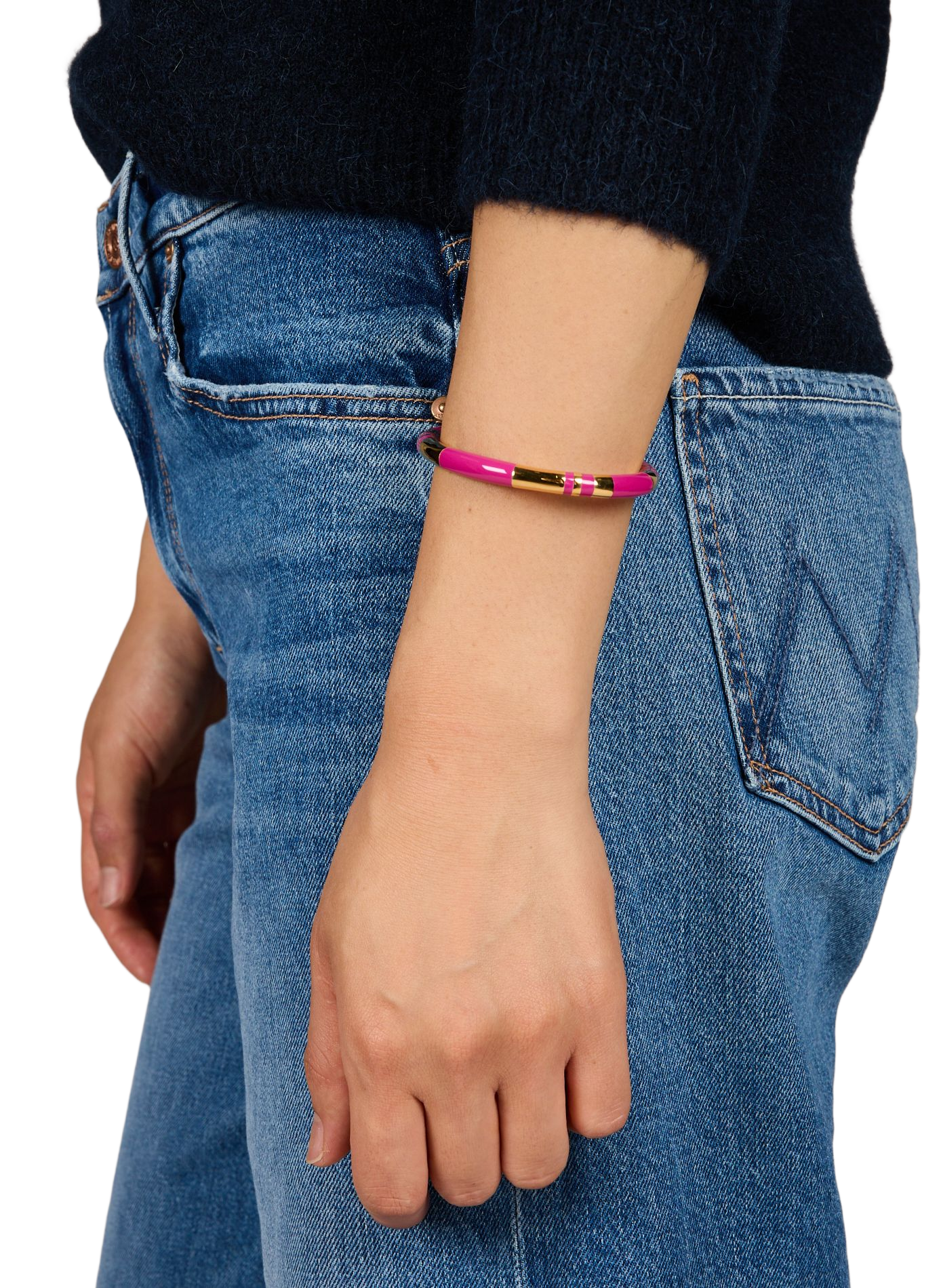 Gestreiftes Armreif-Armband AURELIE BIDERMANN Rosa