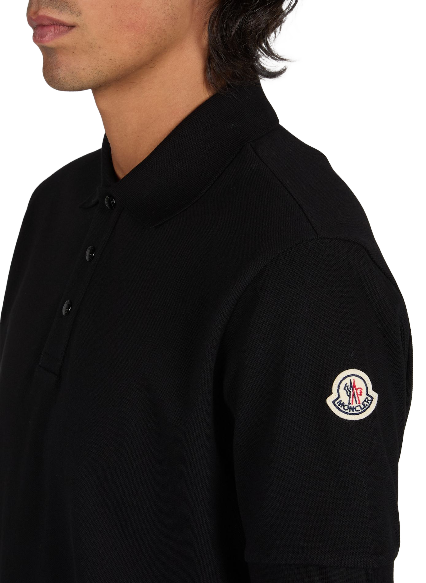 Polo mit kurzen geraden Ärmeln aus Baumwolle MONCLER Schwarz
