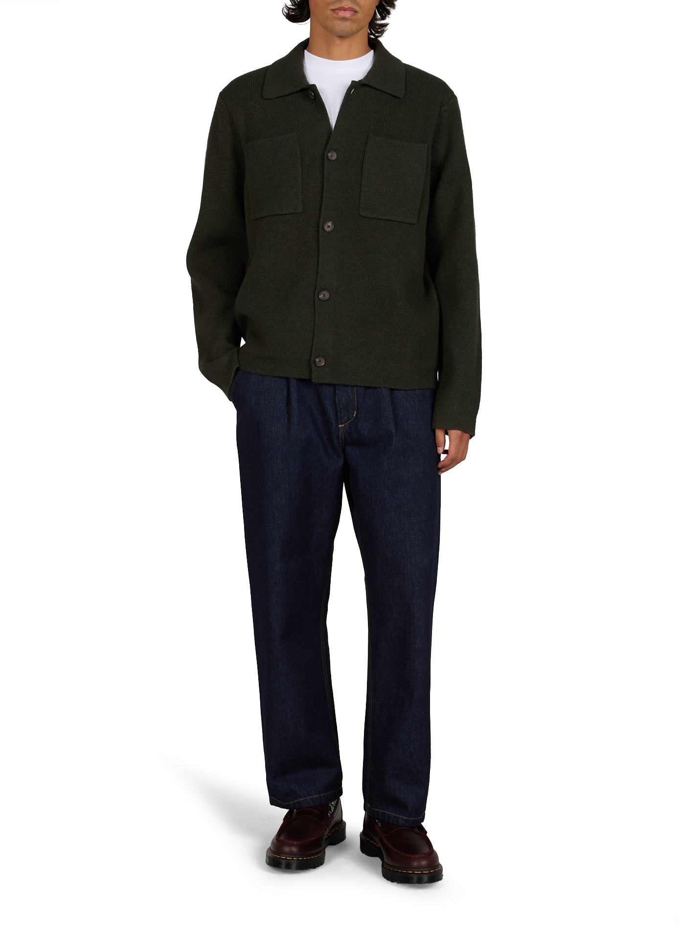 Straight wool button-up cardigan LES DEUX Green