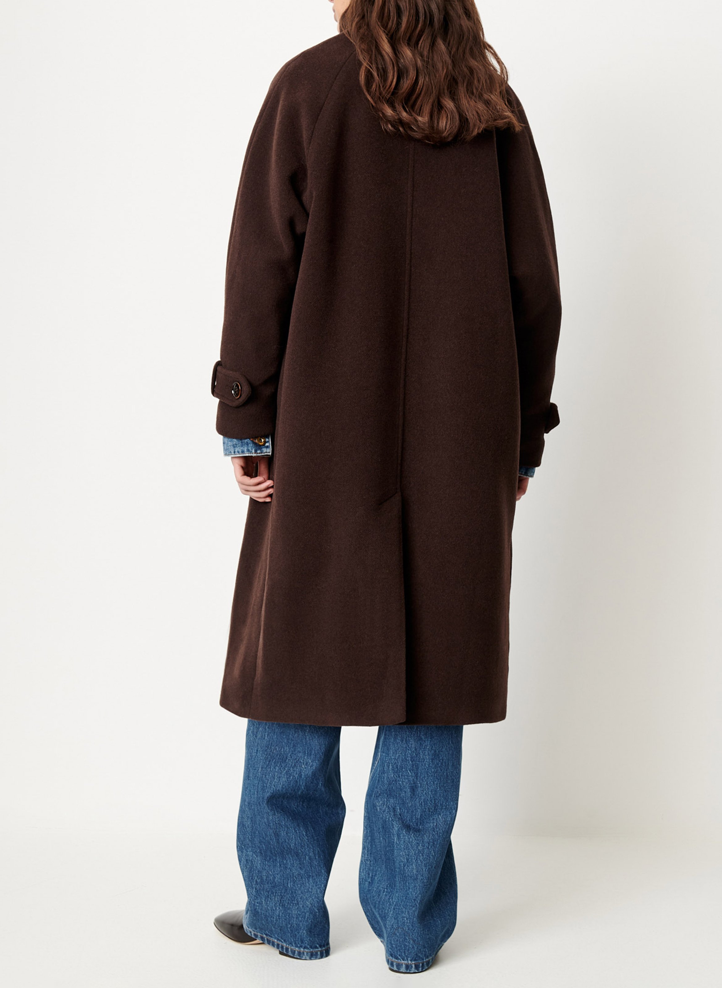 Manteau col montant en laine mélangée bleeckett SESSUN Marron