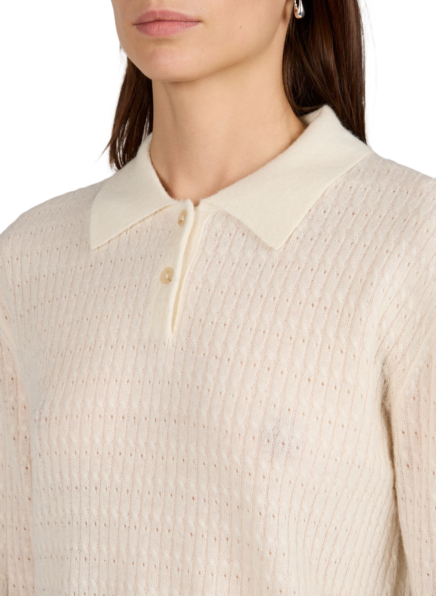 Straight fit wool blend polo collar sweater CLOSED White