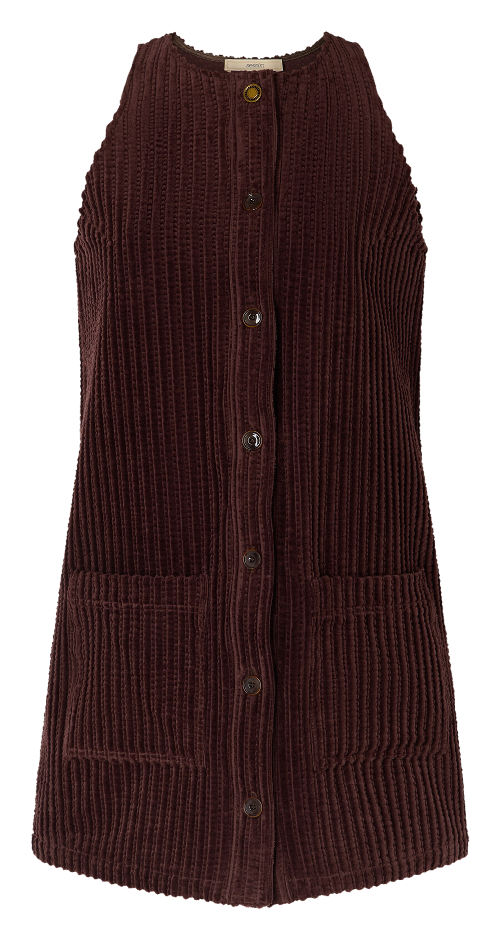 Robe courte sans manches en velours côtelé ondinette SESSUN Marron