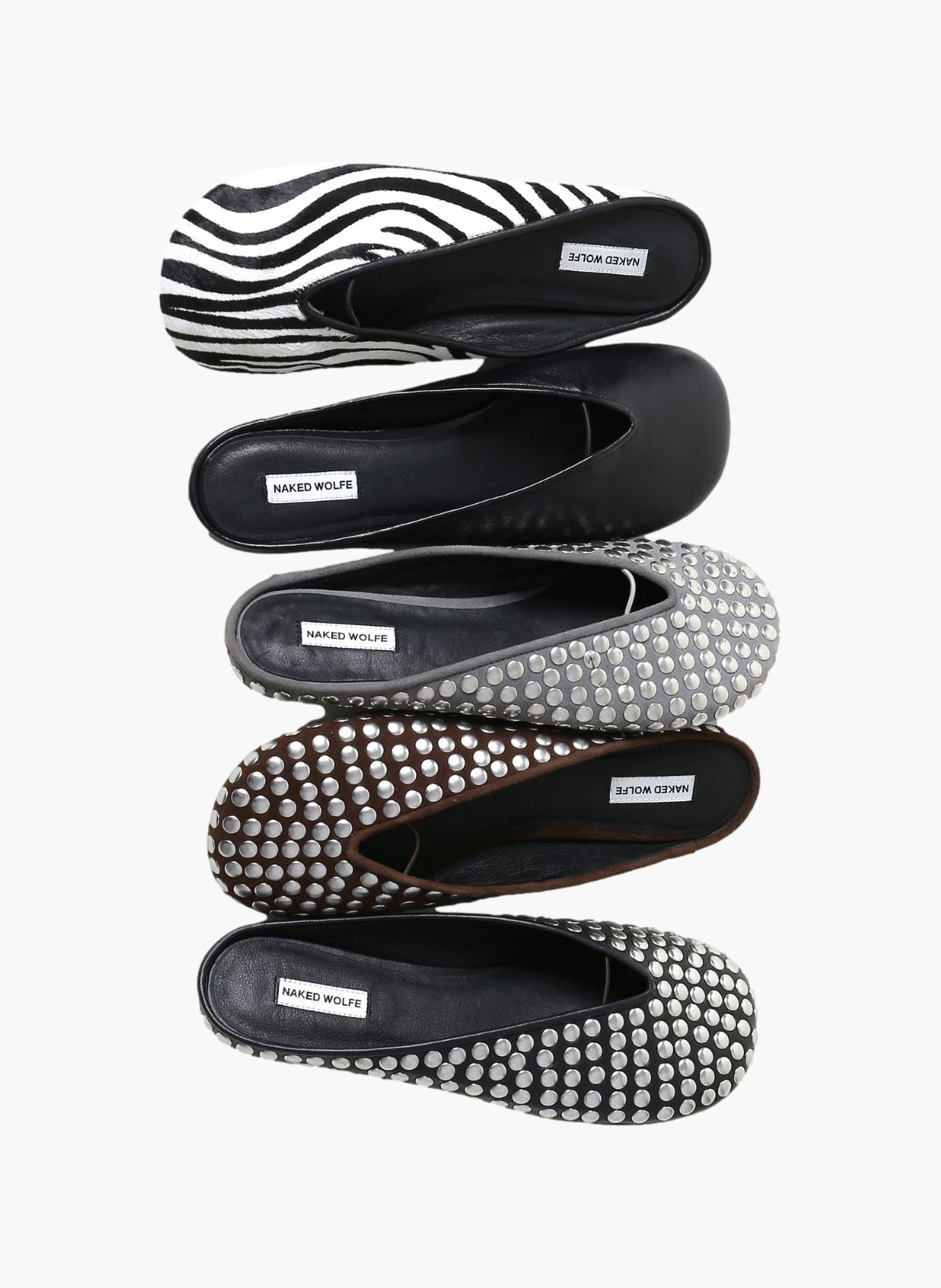 Pippa ballerina's van suède met studs NAKED WOLFE Grijs