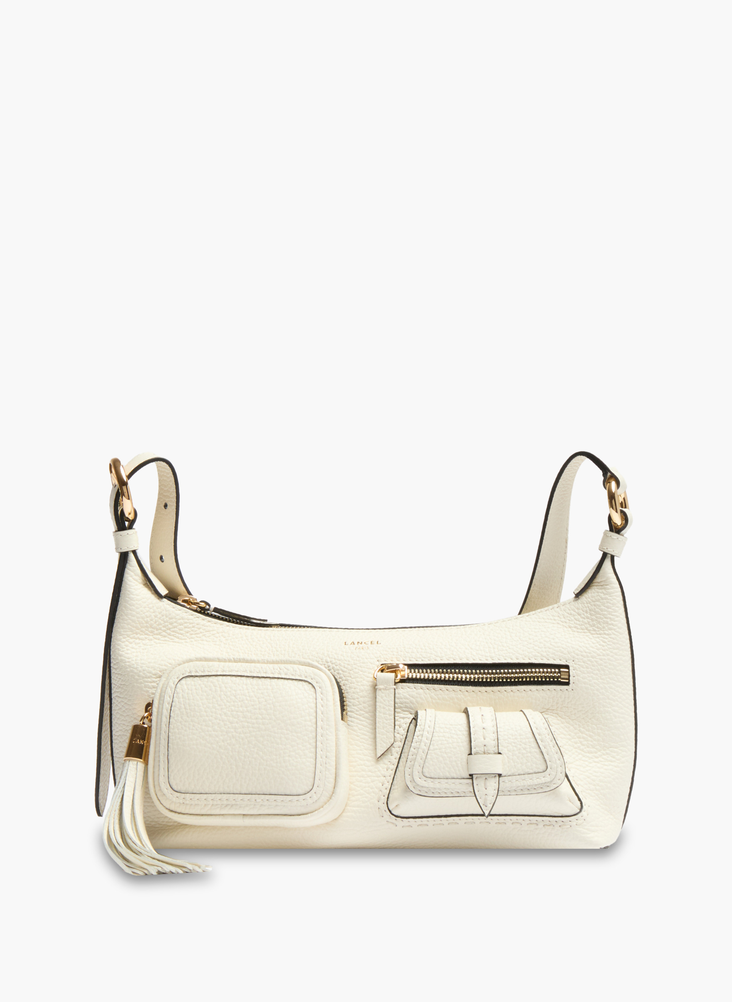 Sac porté croisé zippé multipoches s premier flirt de lancel en cuir LANCEL Blanc