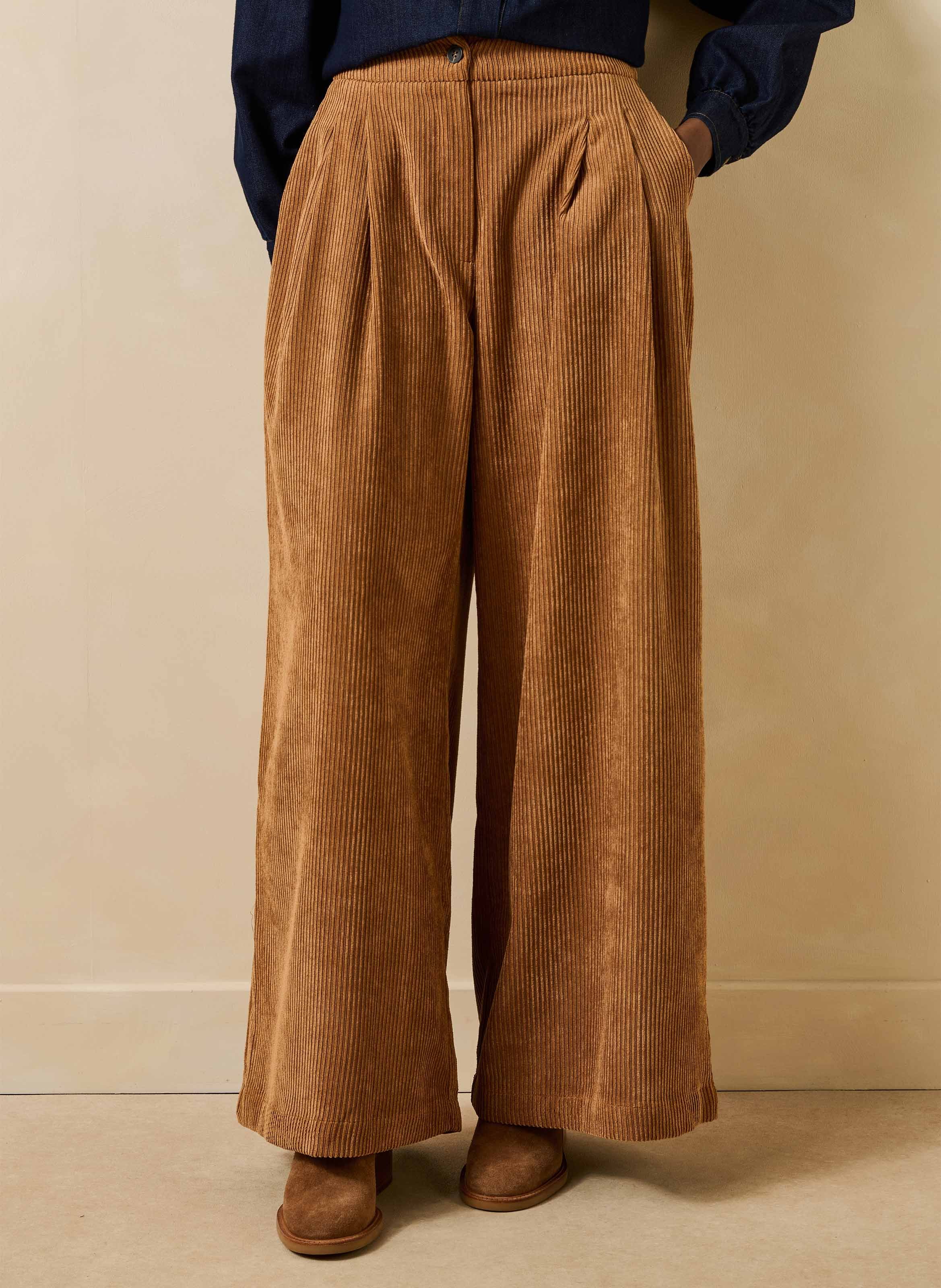 Wijde ribfluwelen broek LA FEE MARABOUTEE Bruin