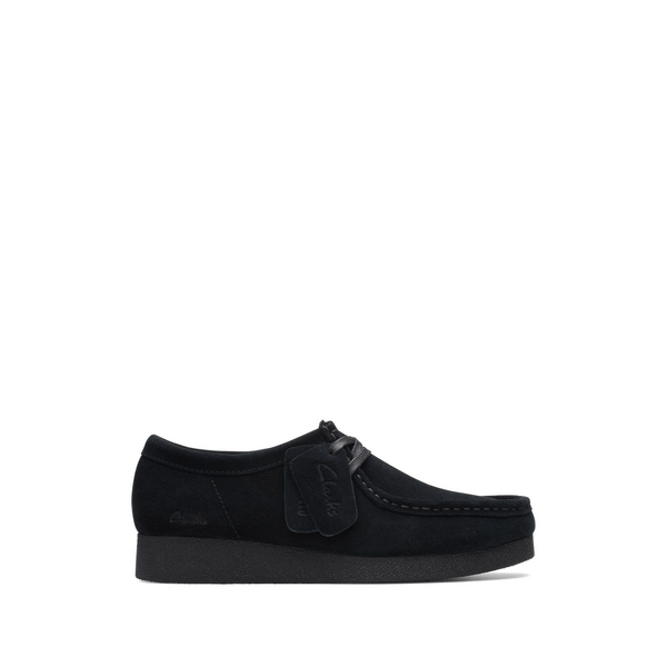 Clarks Wallabee Suede Flat Shoes In Black