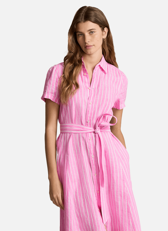 POLO RALPH LAUREN Striped linen maxi dress Pink