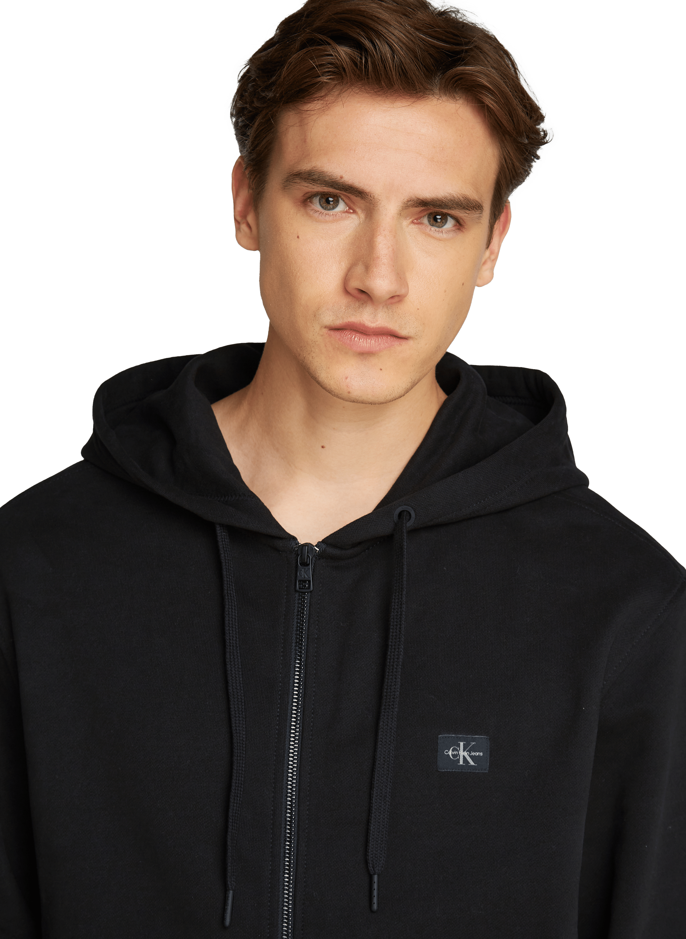 Hoodie zippé en coton CALVIN KLEIN Noir