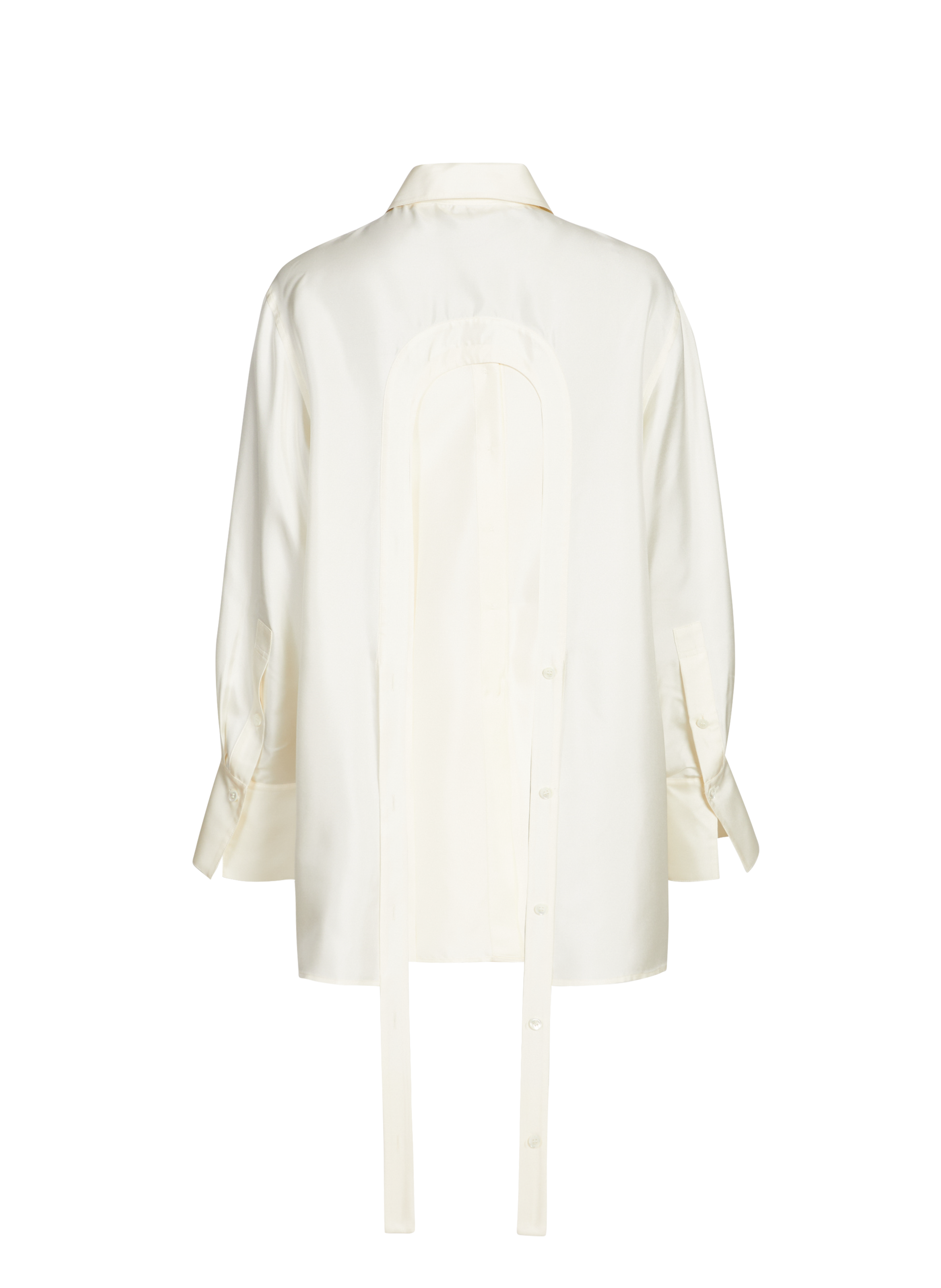 Chemise à dos ouvert en soie Blanc