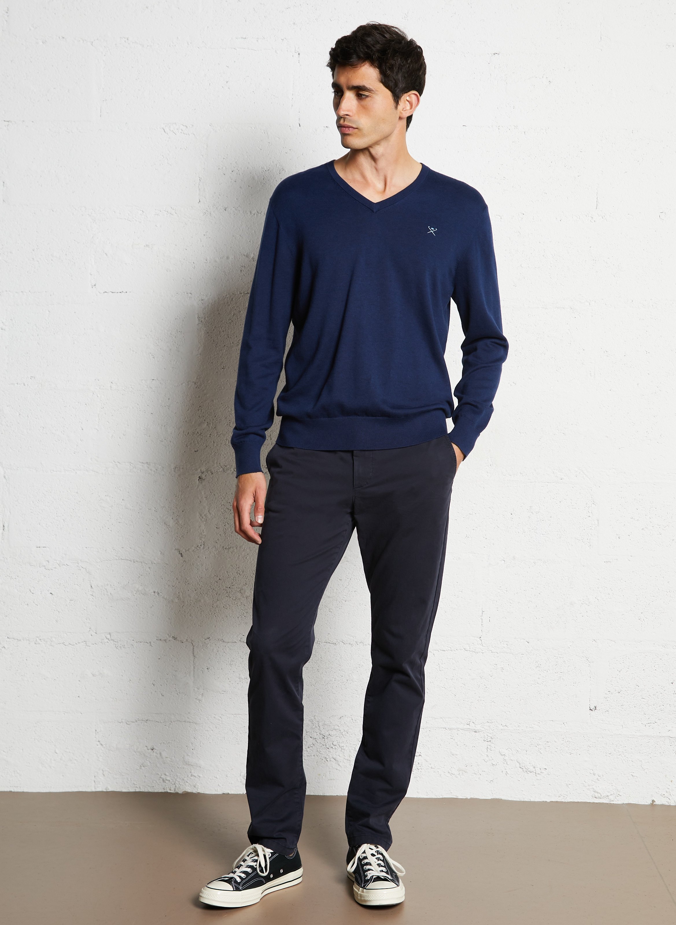 Pantalon droit en coton mélangé IKKS Bleu