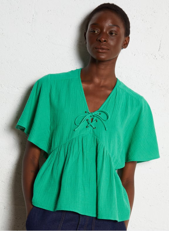 Top droit en coton gunter Vert by BA&SH BA&SH Top droit en coton gunter Vert