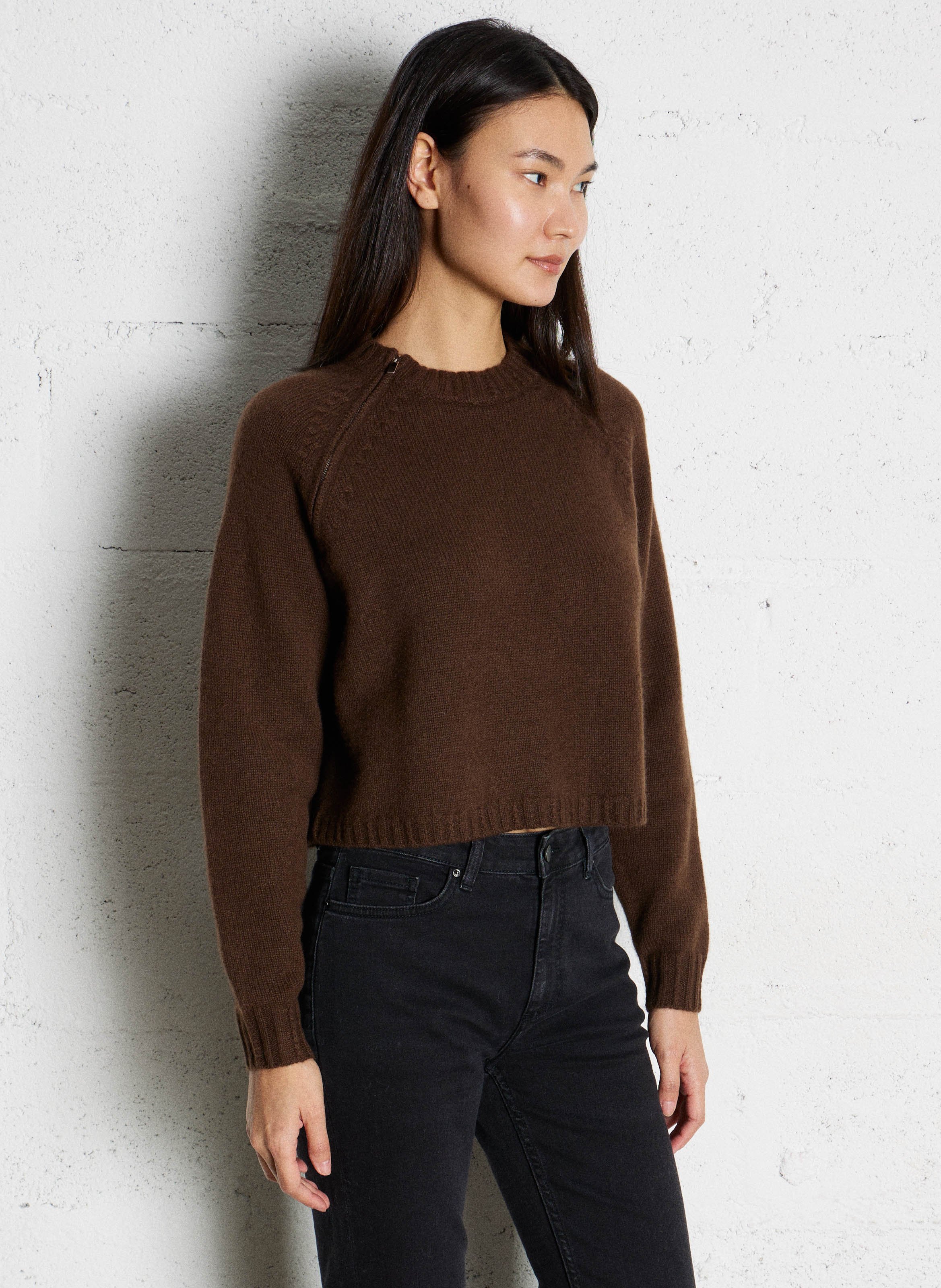 Pull ample col rond en cachemire corvy BA&SH Marron