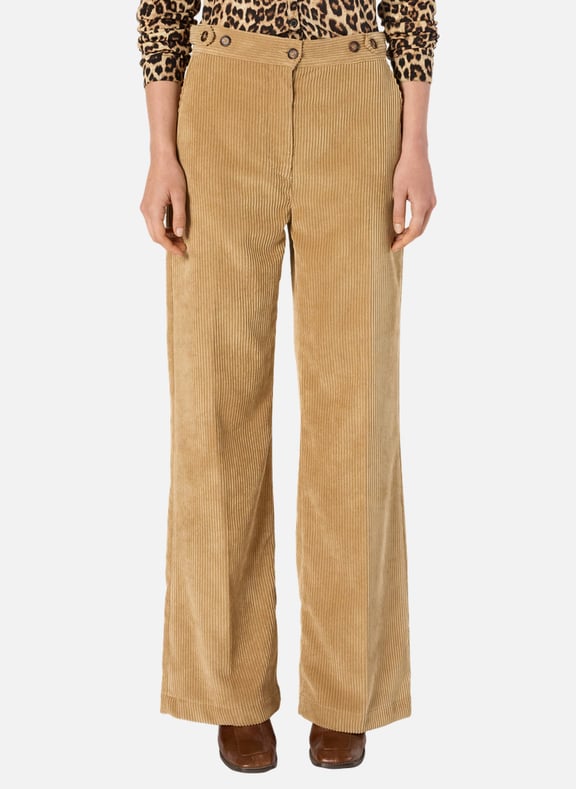 Pantalon large en velours à côtes - cass Beige by GERARD DAREL GERARD DAREL Pantalon large en velours à côtes - cass Beige