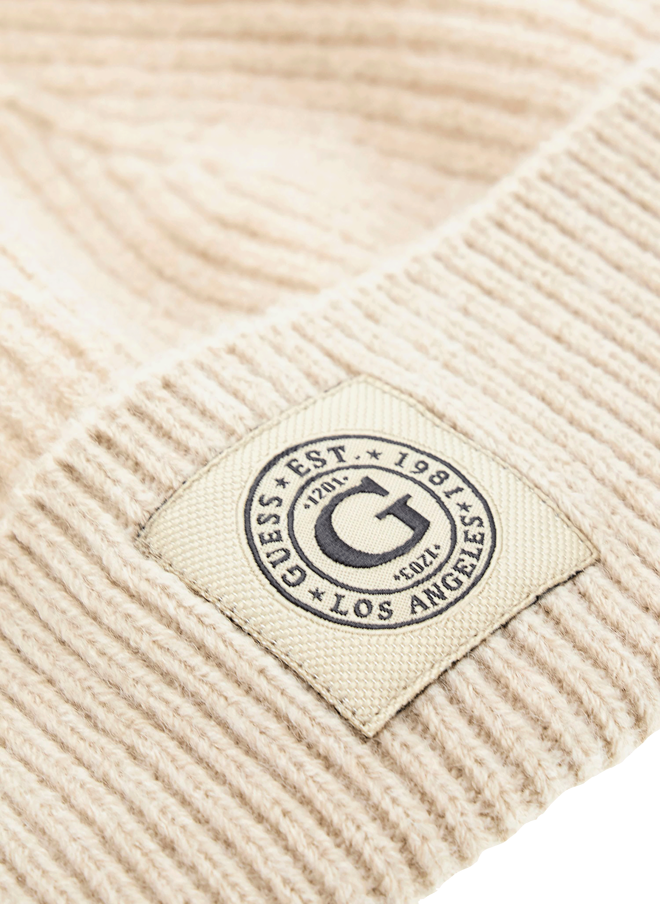 Ribbed cuffed beanie GUESS Beige