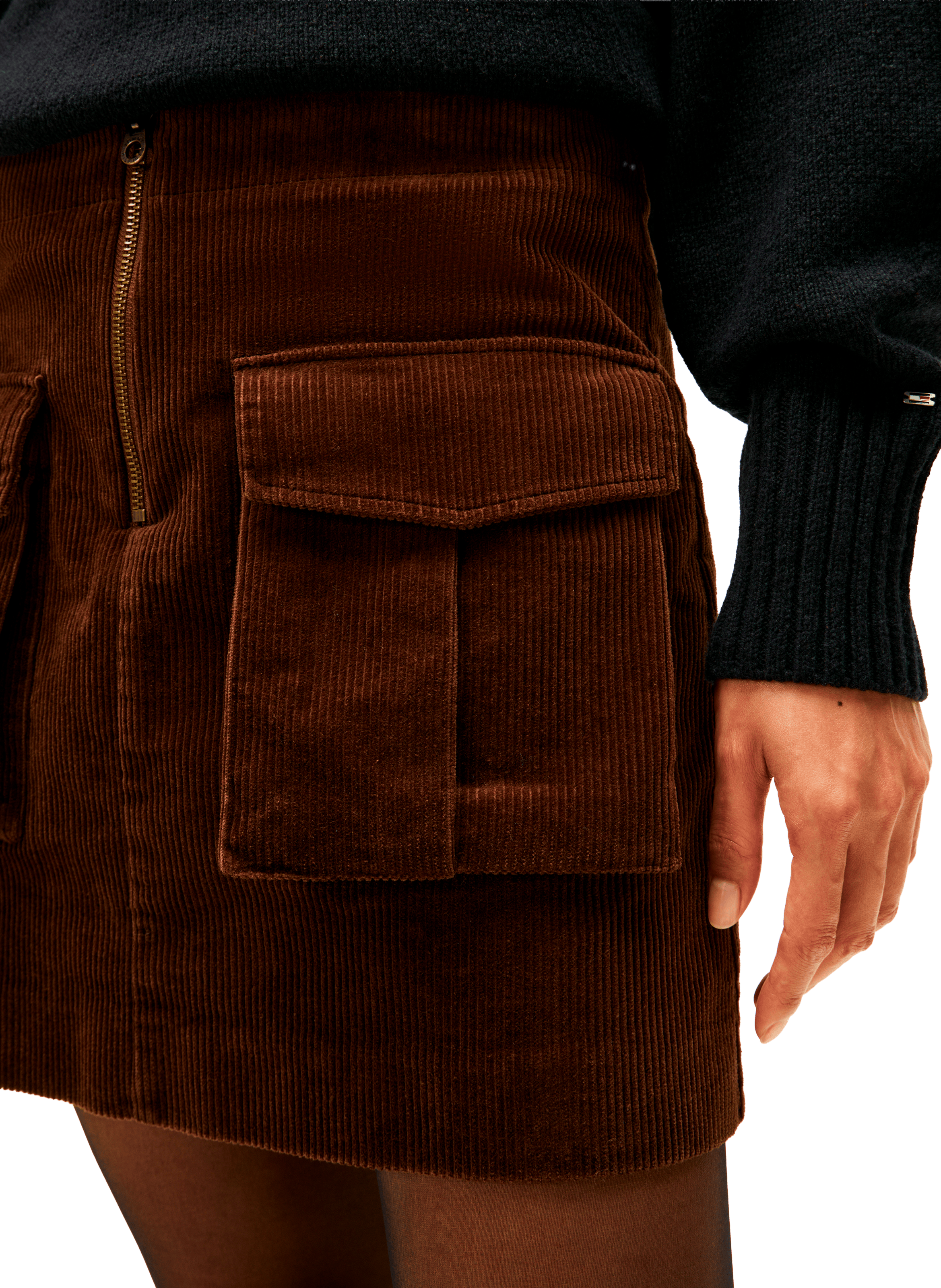 Corduroy mini skirt with cargo pocket TOMMY HILFIGER Brown