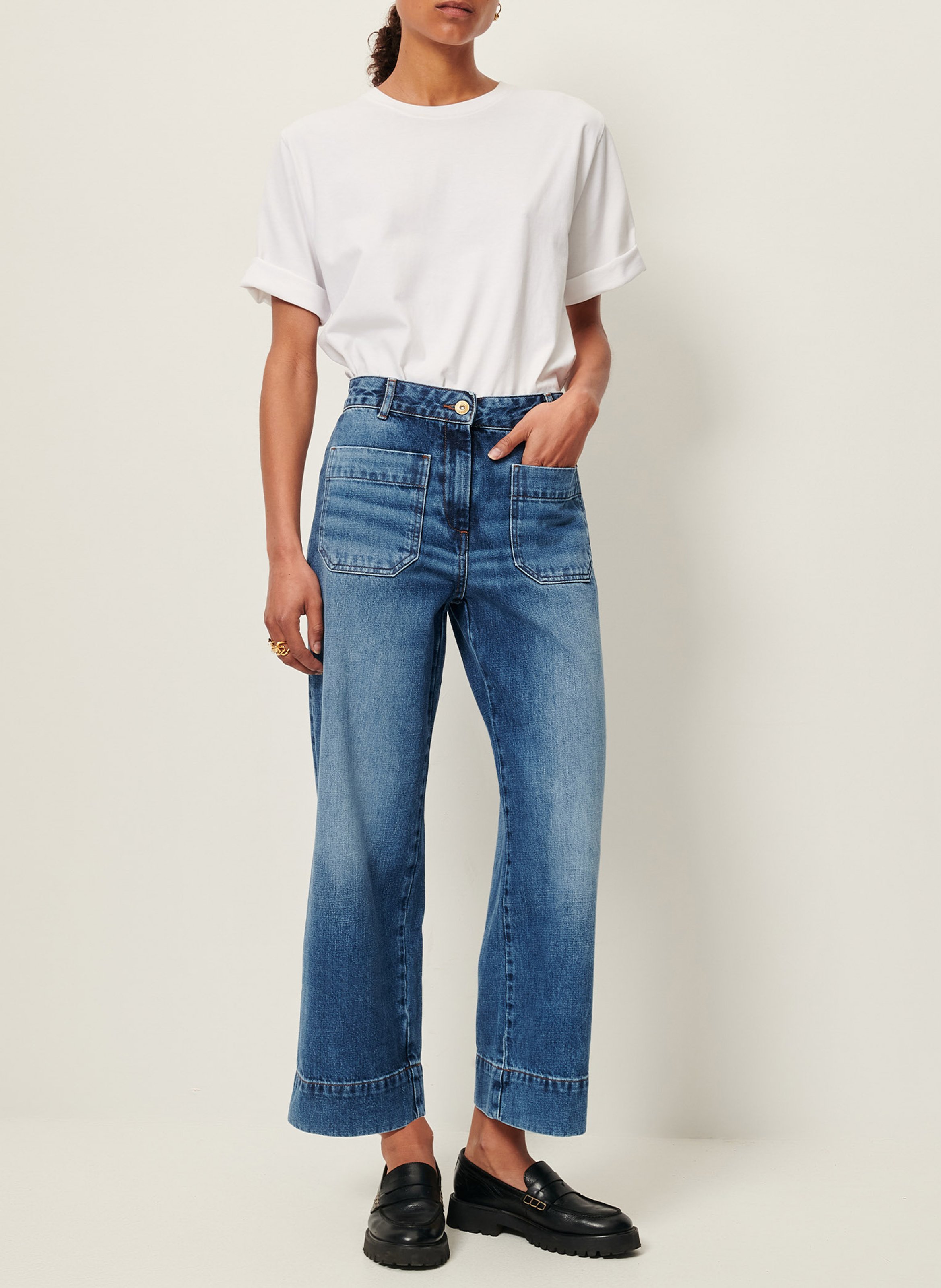 Jean large en denim délavé seakey o SESSUN Bleu