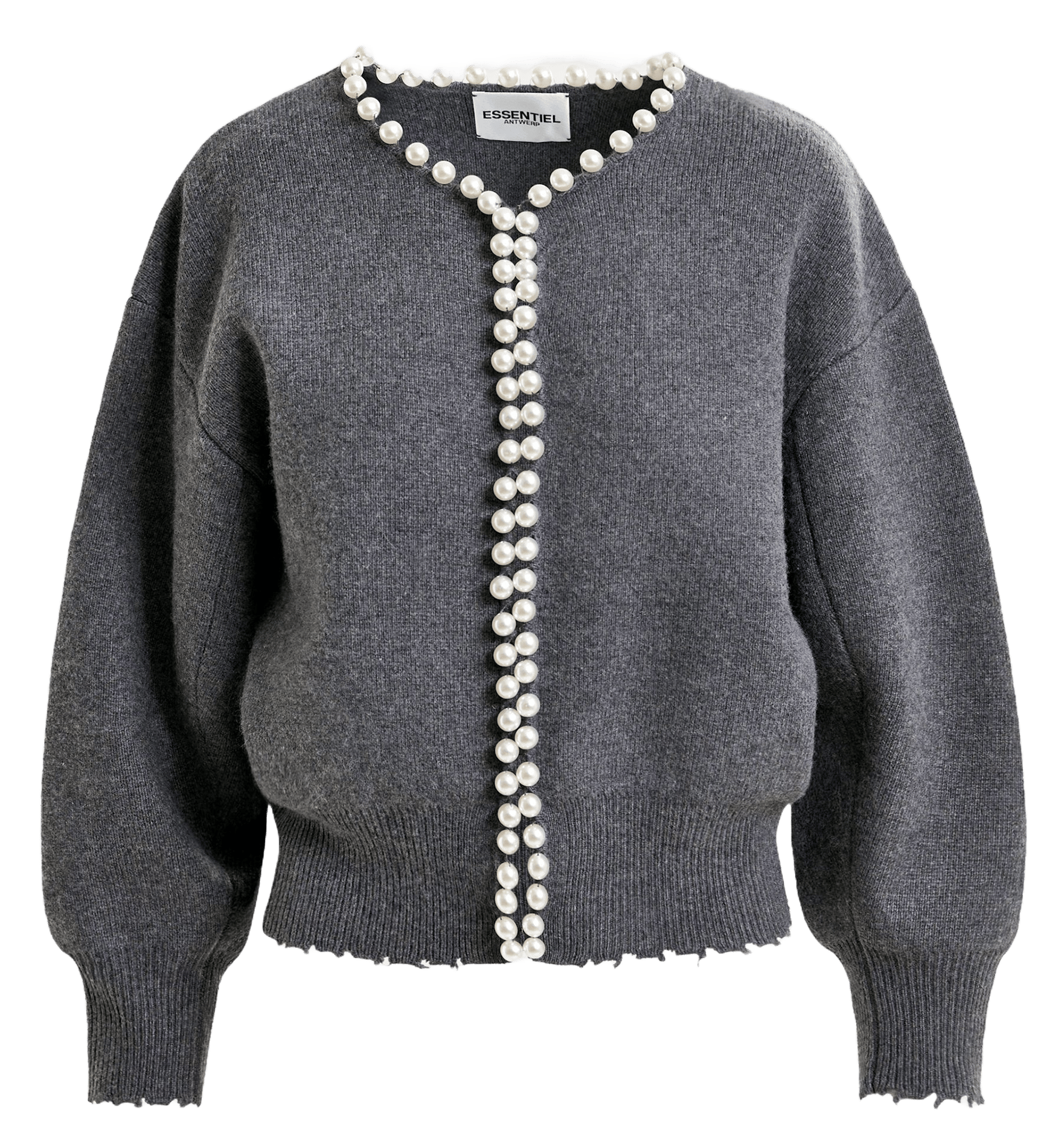 Cardigan droit à perles Ideas ESSENTIEL ANTWERP Gris