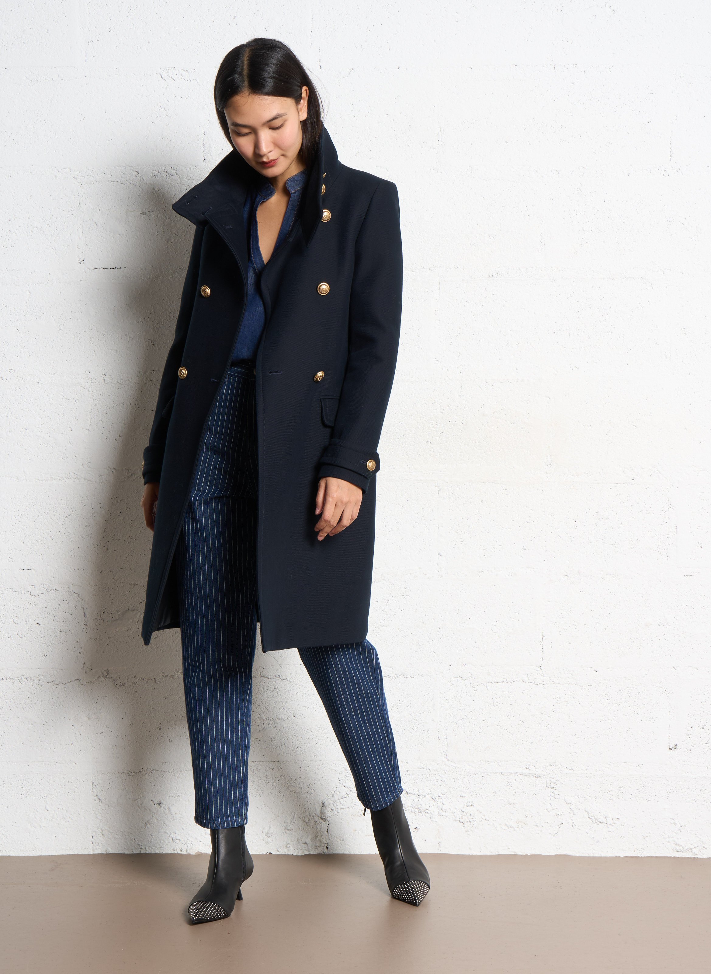 Jean droit à rayures ella IKKS Blanc