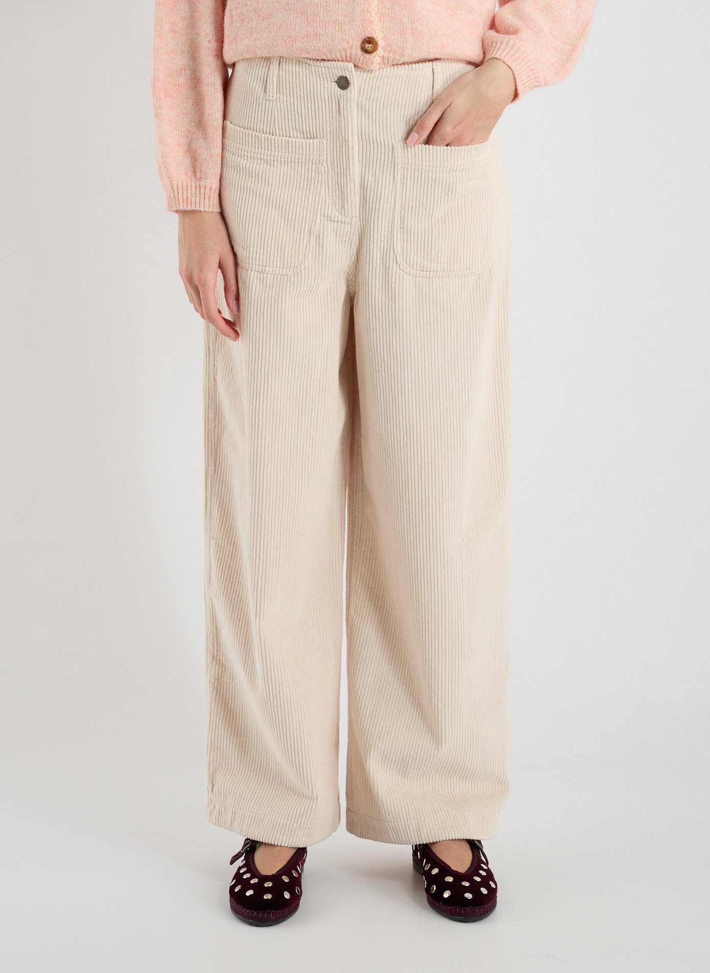 LOUISE MISHA Pantalon en velours côtelé  Blanc