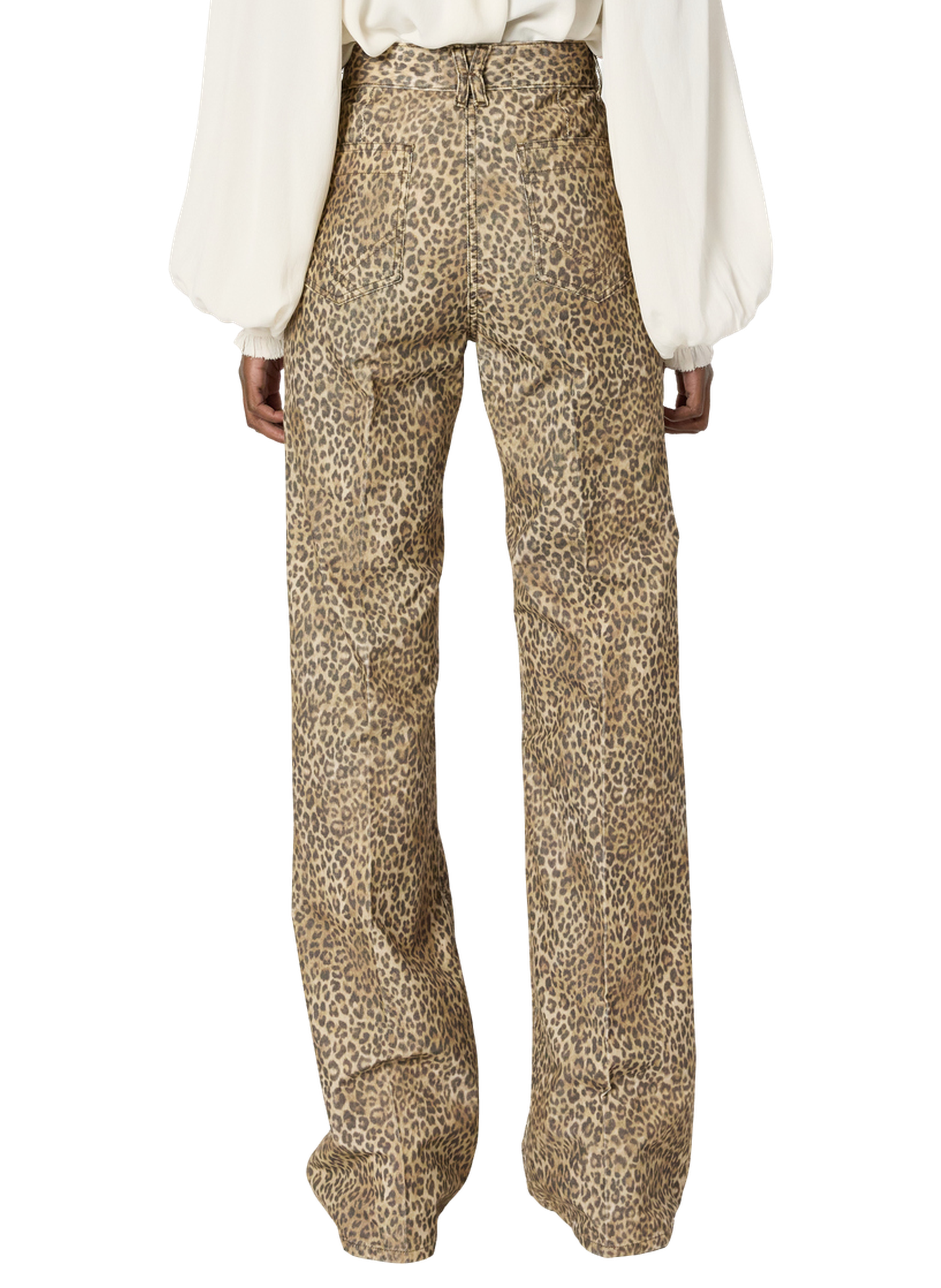 Pantalon flare en velours léopard - anna GERARD DAREL Marron