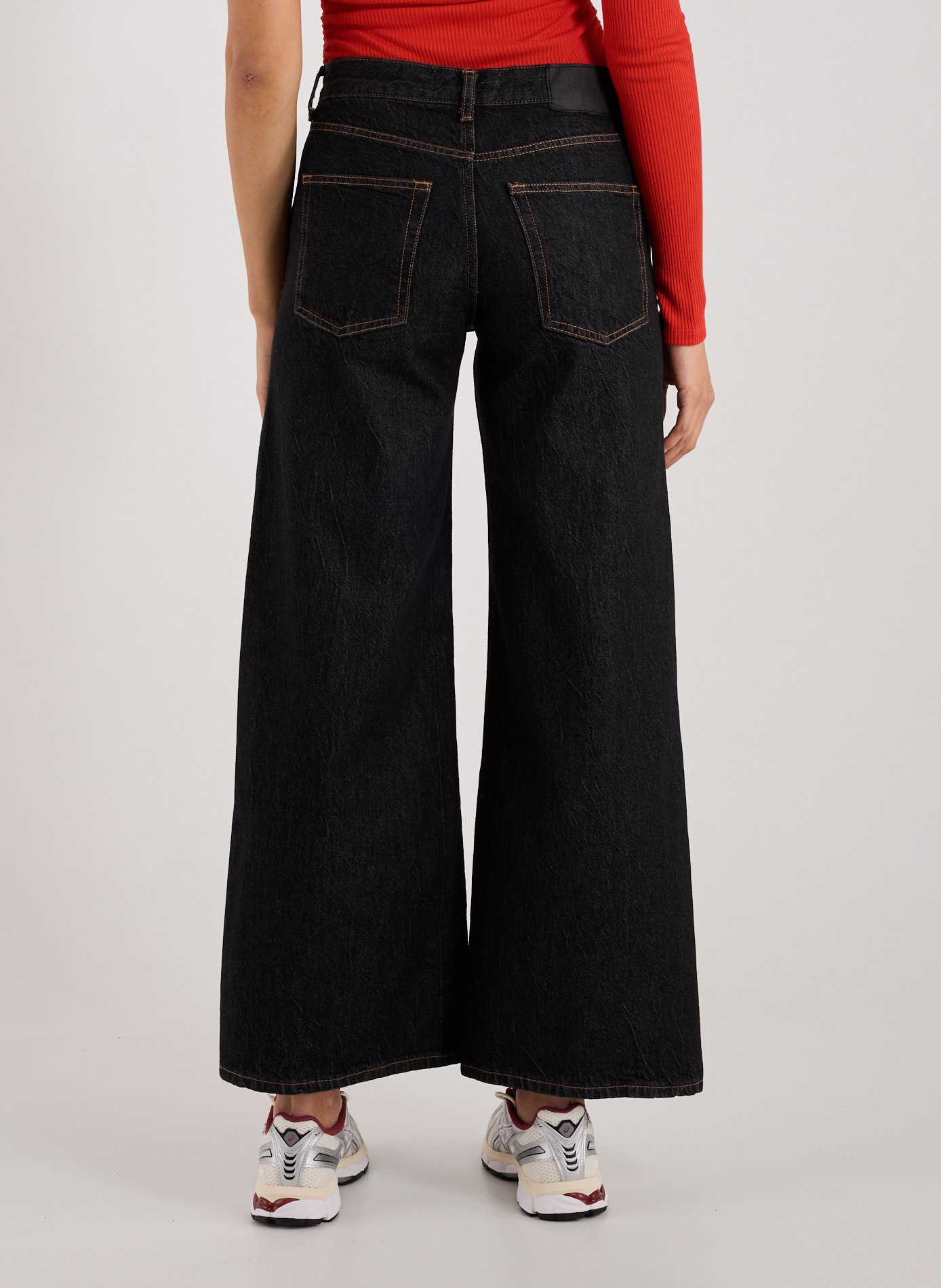 Jean wide leg en coton TOPSHOP Noir
