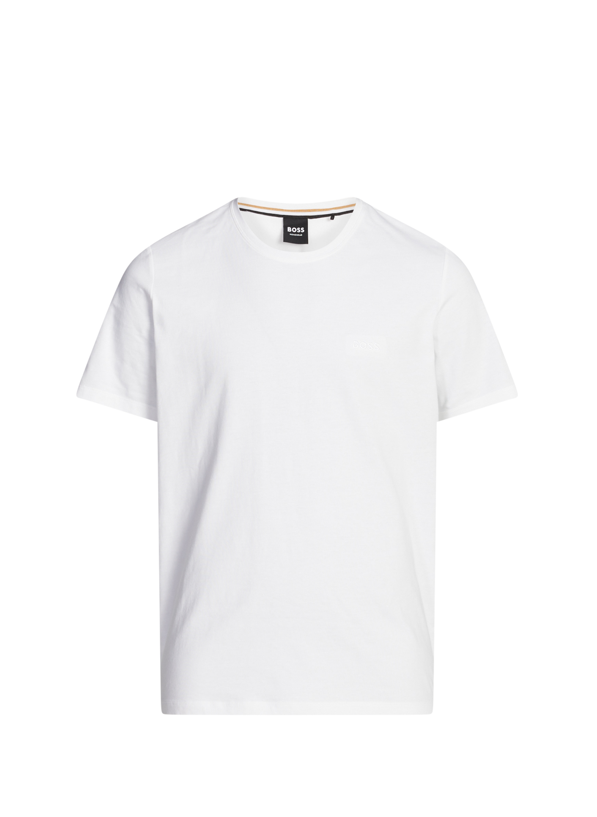BOSS T-shirt uni à col rond en coton mélangé Blanc