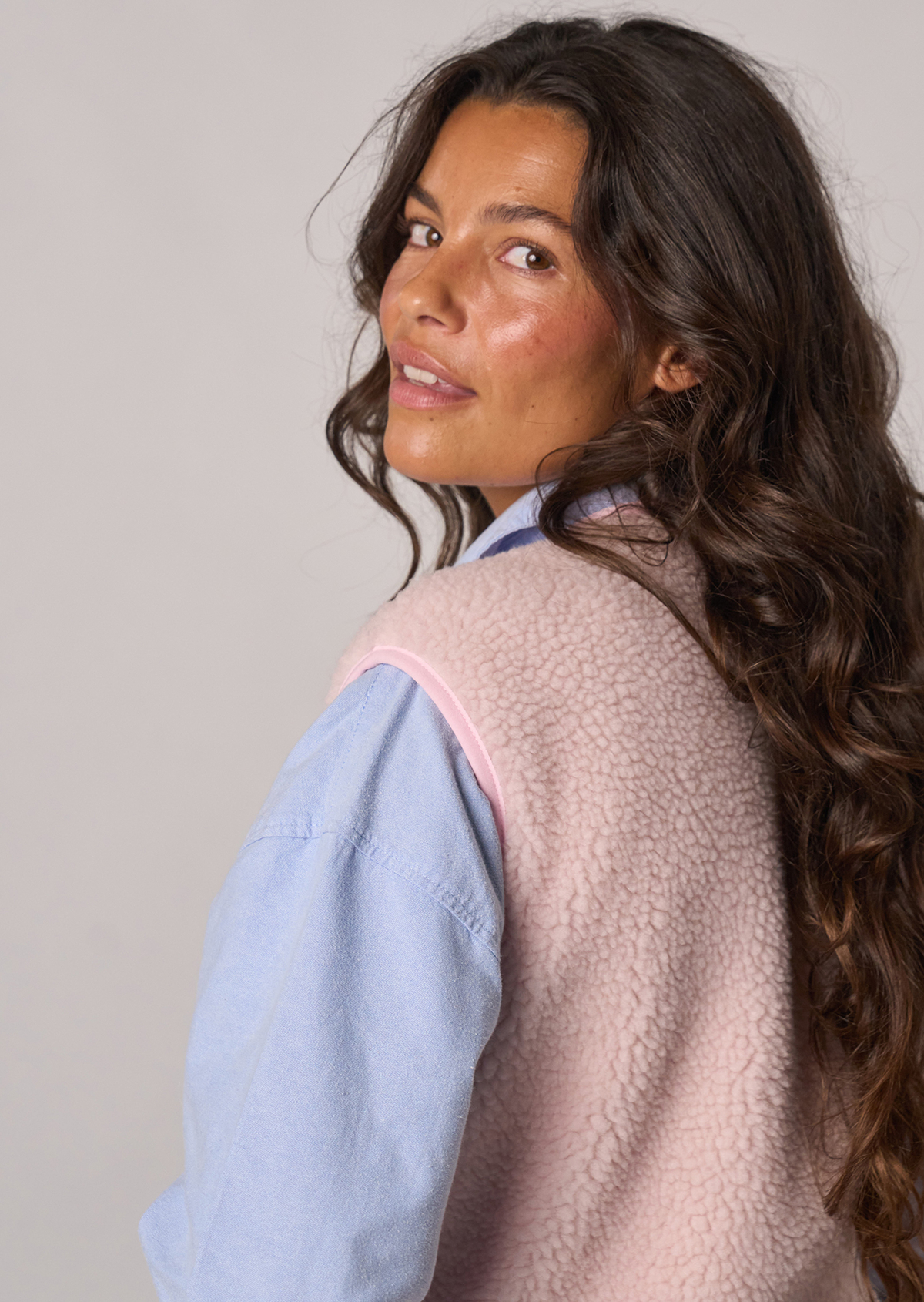 Veste sherpa zippée sans manches BILLYBELT Rose