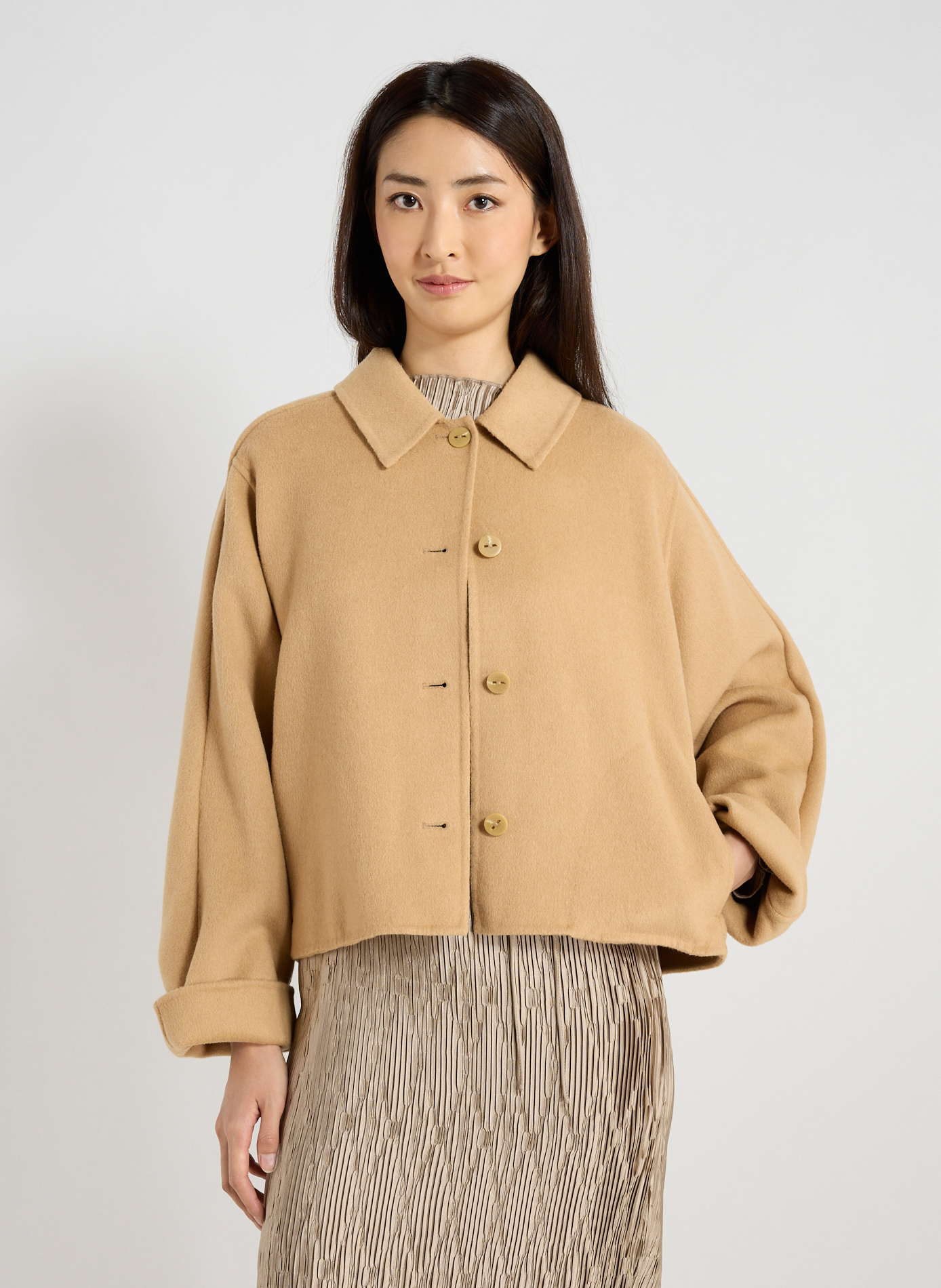 ADOLFO DOMINGUEZ Short cape jacket Brown