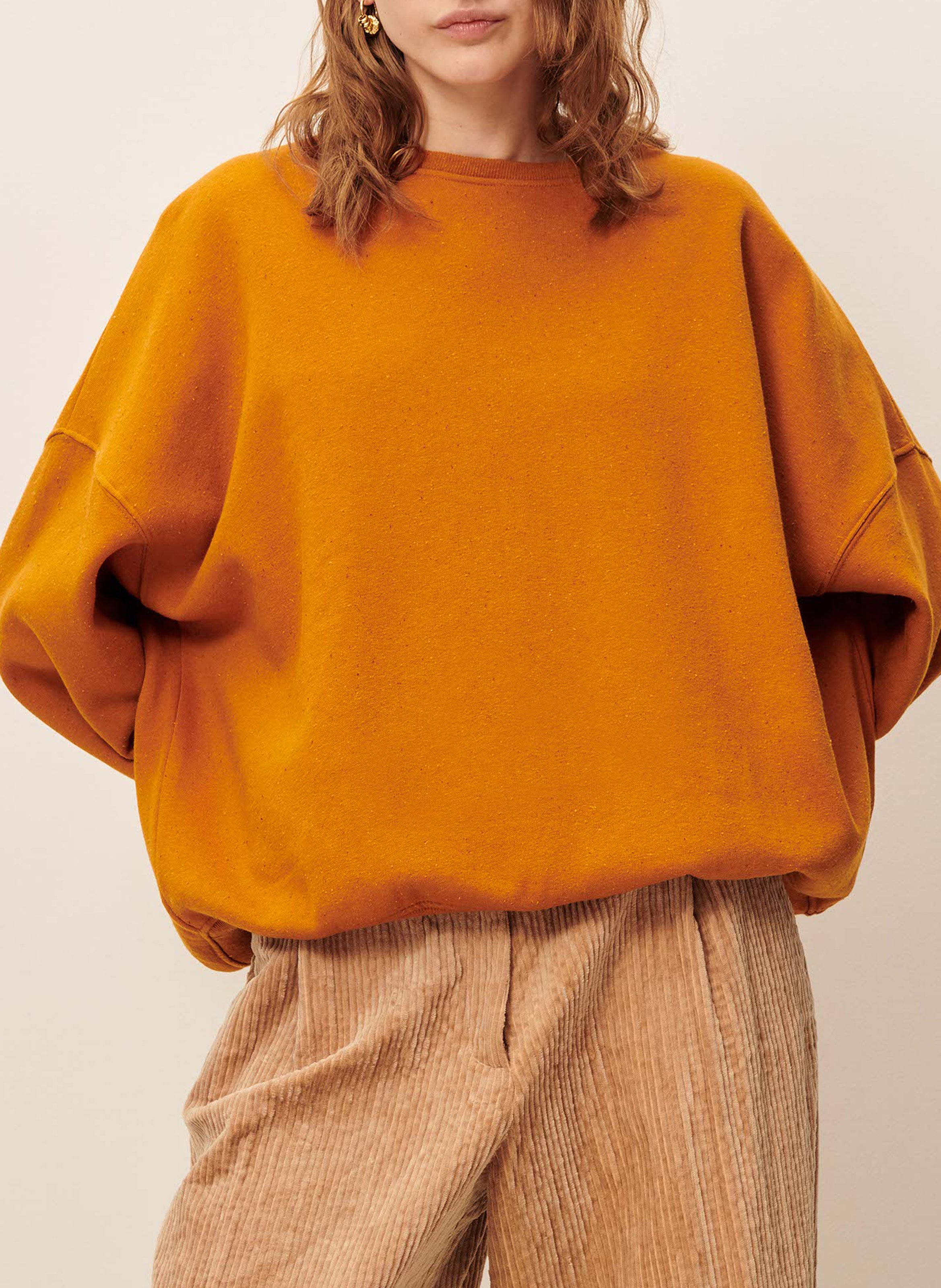 Sweat ample col rond en coton mélangé chebbi SESSUN Orange