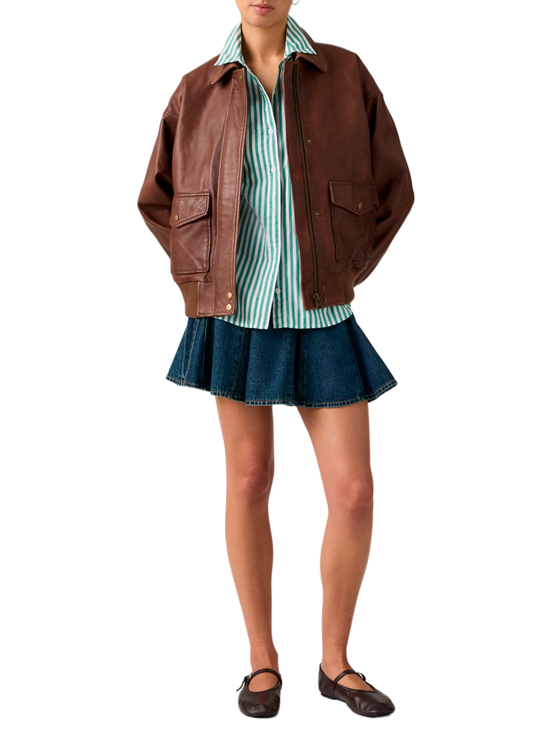 Mini jupe Godet en denim de coton LEVI'S Bleu