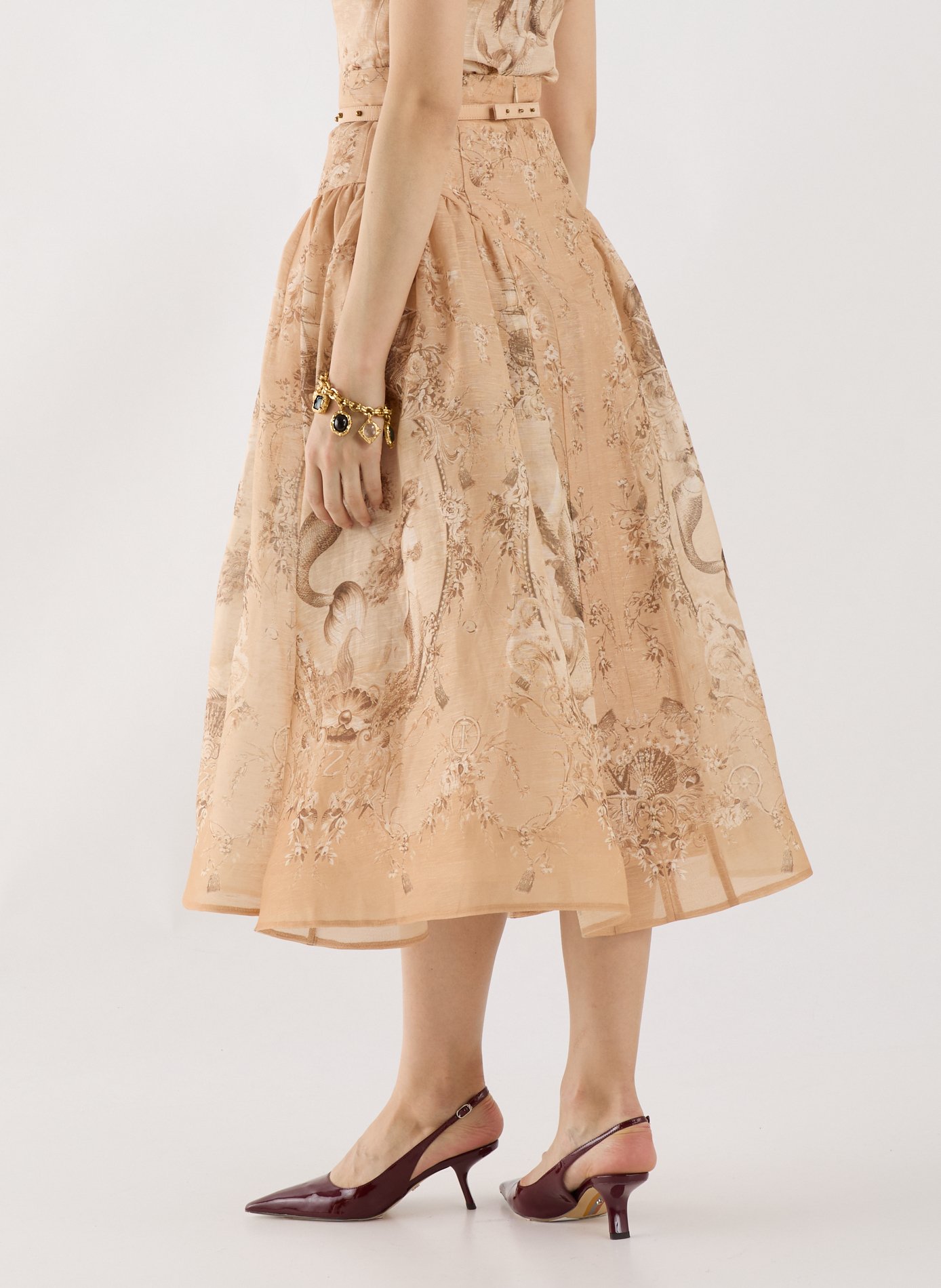 Midi skirt with linen and silk pattern ZIMMERMANN Multicolour