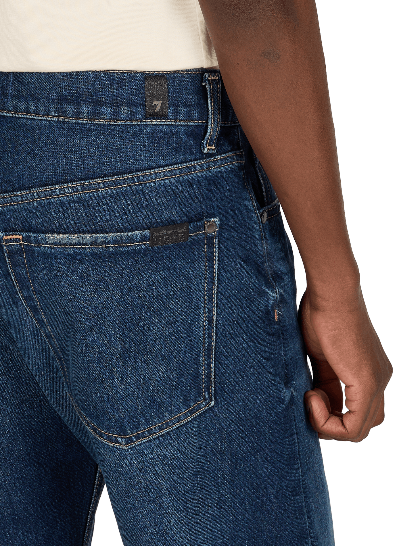 Jean droit en coton 7 FOR ALL MANKIND Bleu