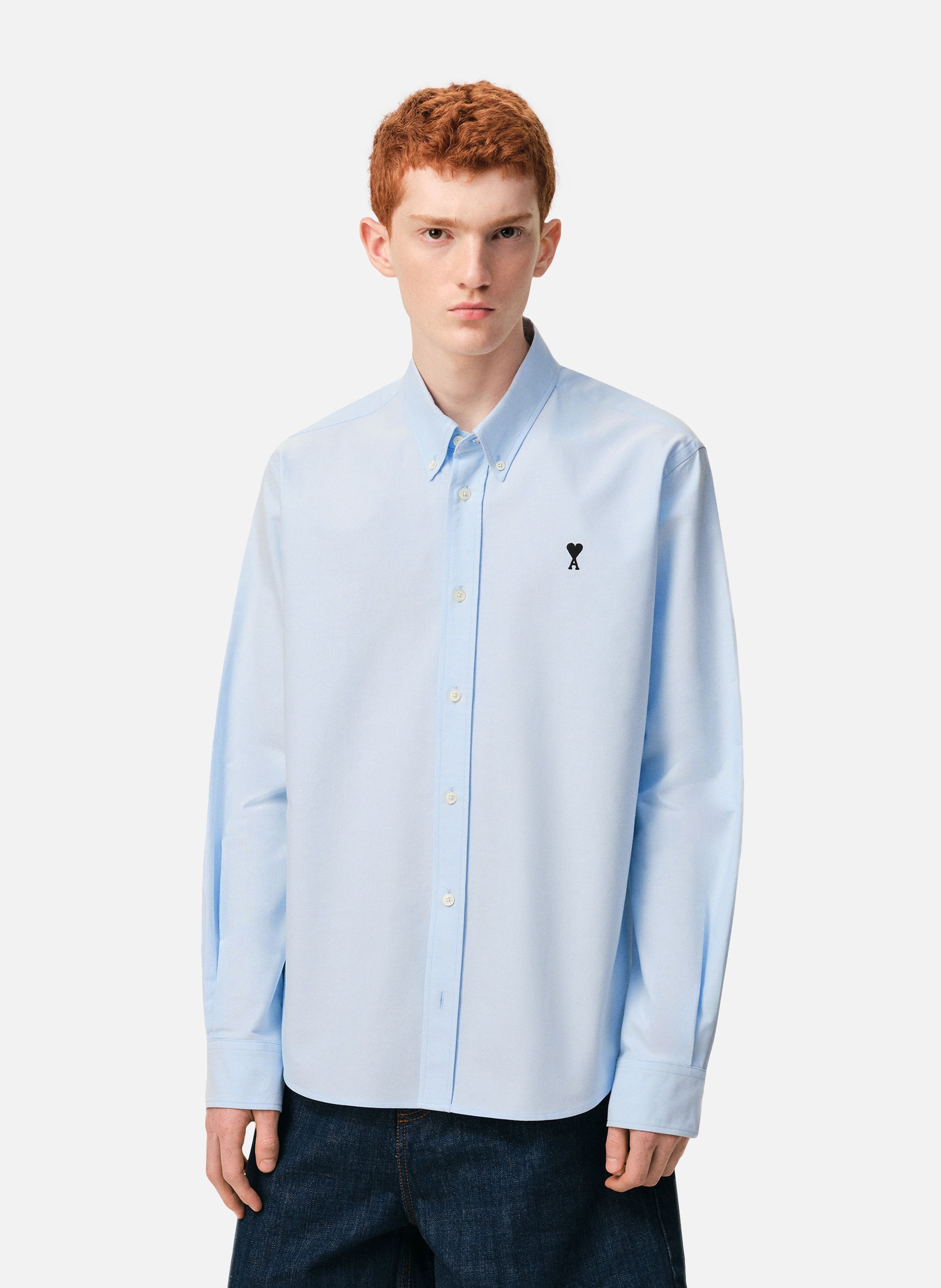 Chemise Col Boutonné Ami De Coeur En Coton AMI PARIS Bleu