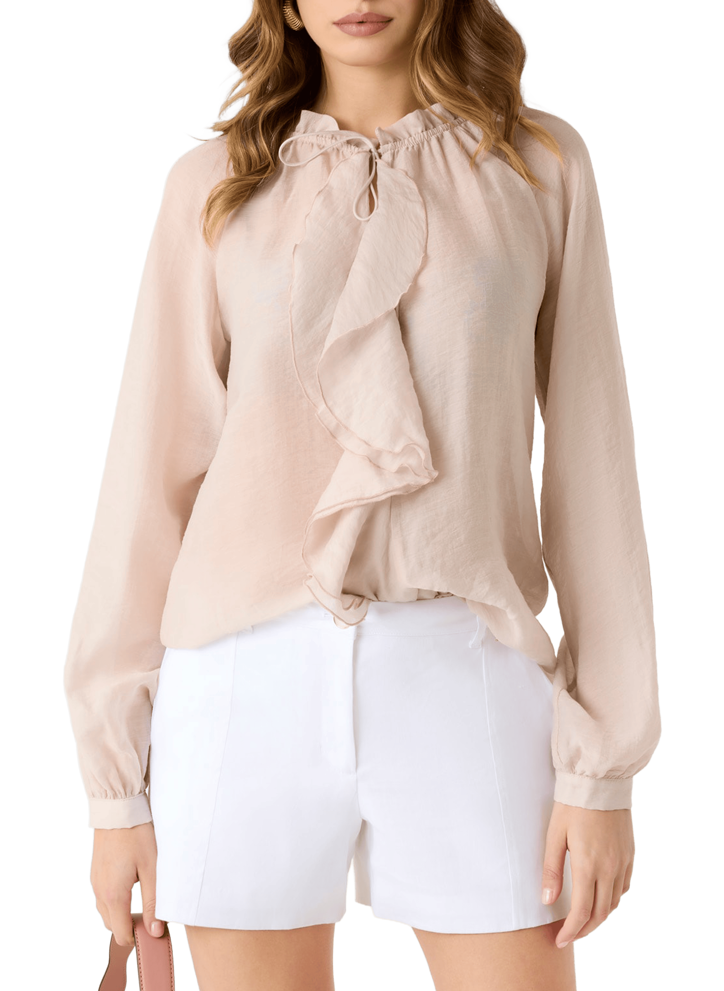 Ruffled cotton blend shirt GUESS Multicolour