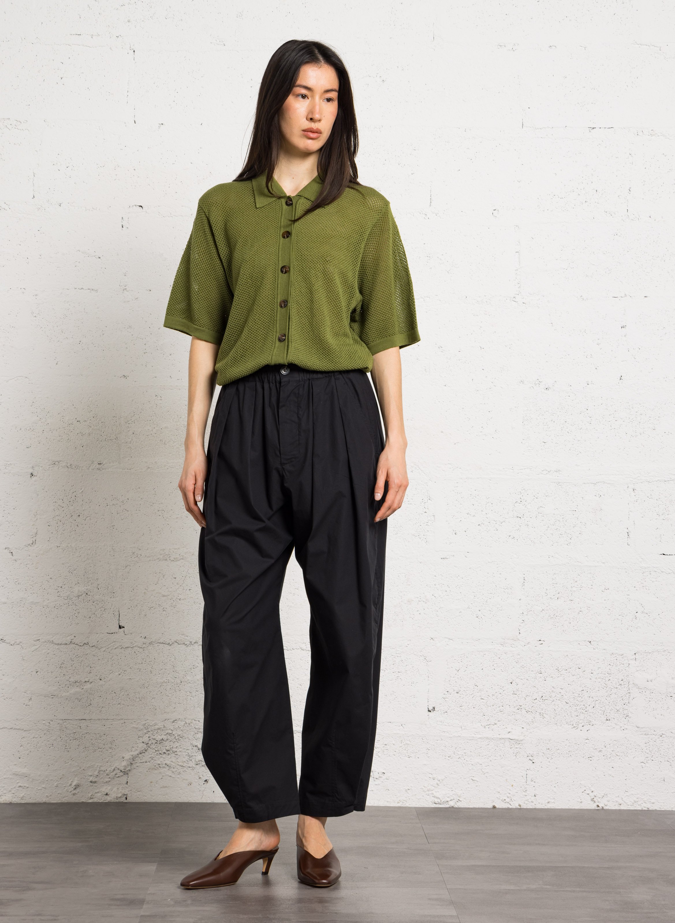 Cardigan ajouré manches courtes en laine davon SOEUR Vert