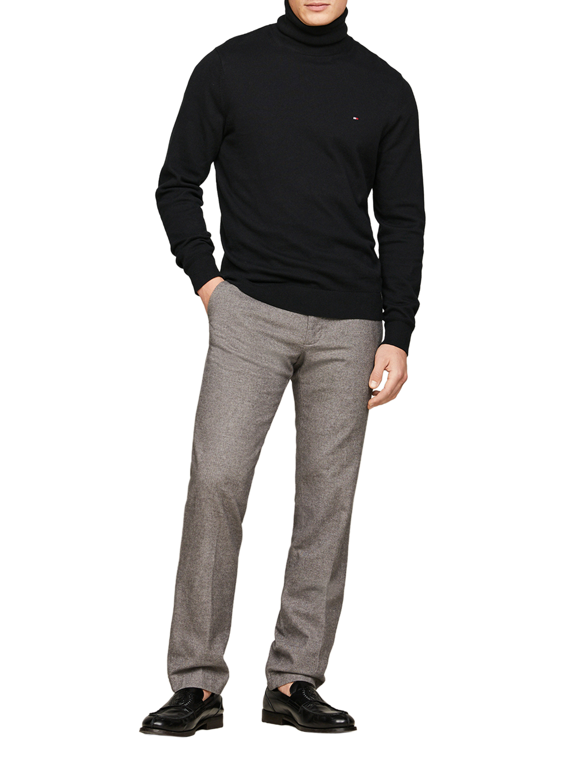 Turtleneck top with contrasting insert TOMMY HILFIGER Black