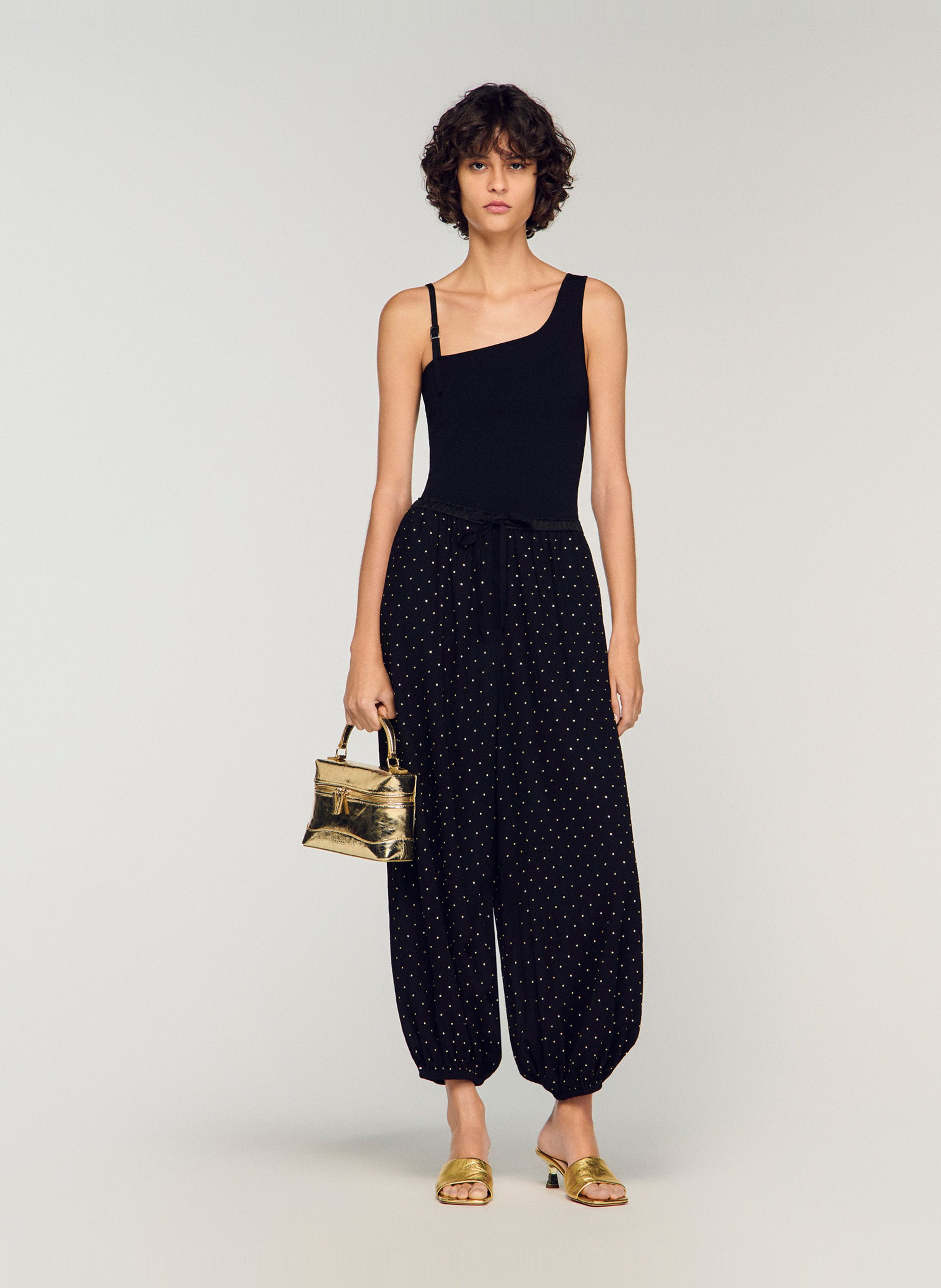 Pantalon large strassé SANDRO Noir