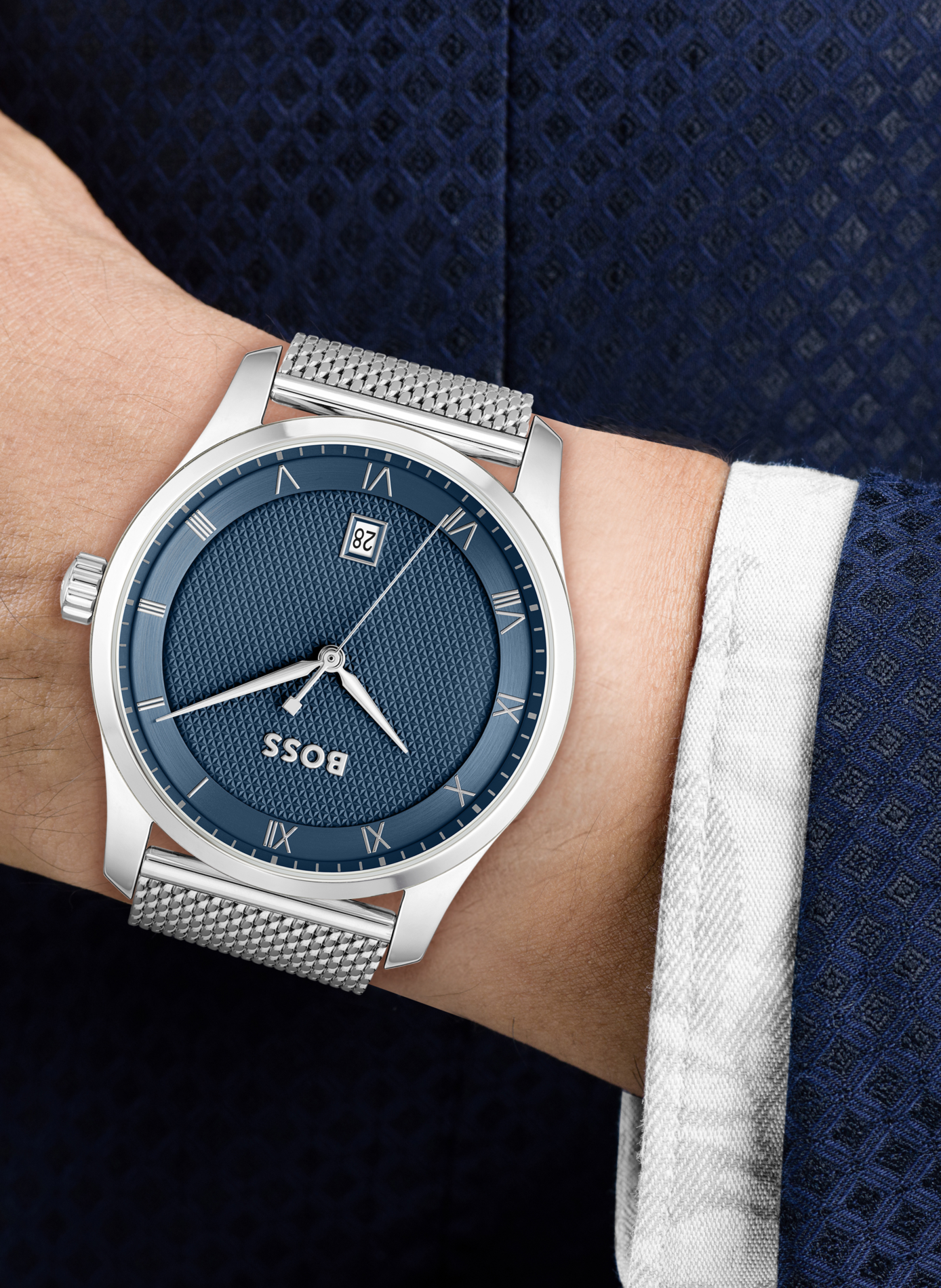 Montre quartz Principle en acier inoxydable BOSS MONTRES Bleu