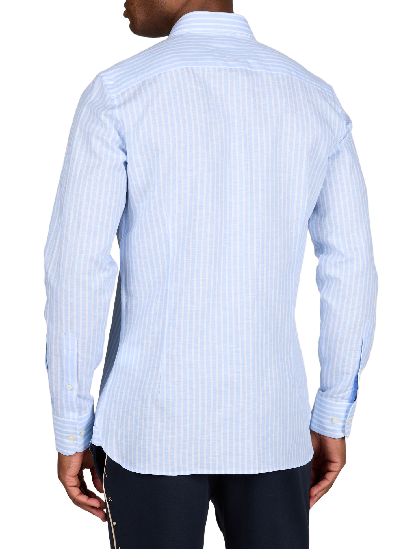 Chemise ajustée rayée en lin et coton HACKETT Bleu