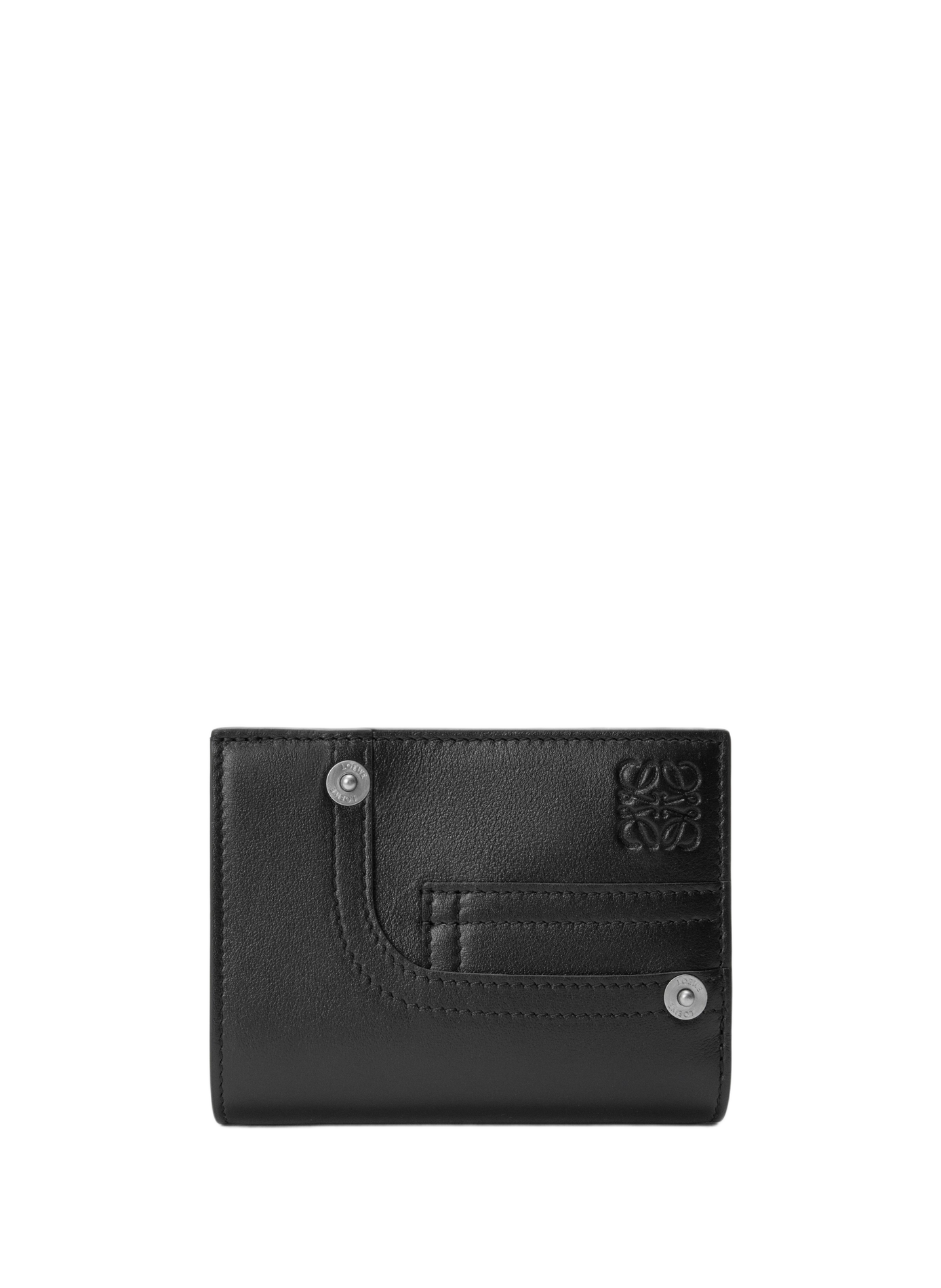 Portefeuille compact Panta en cuir de veau brillant LOEWE Noir
