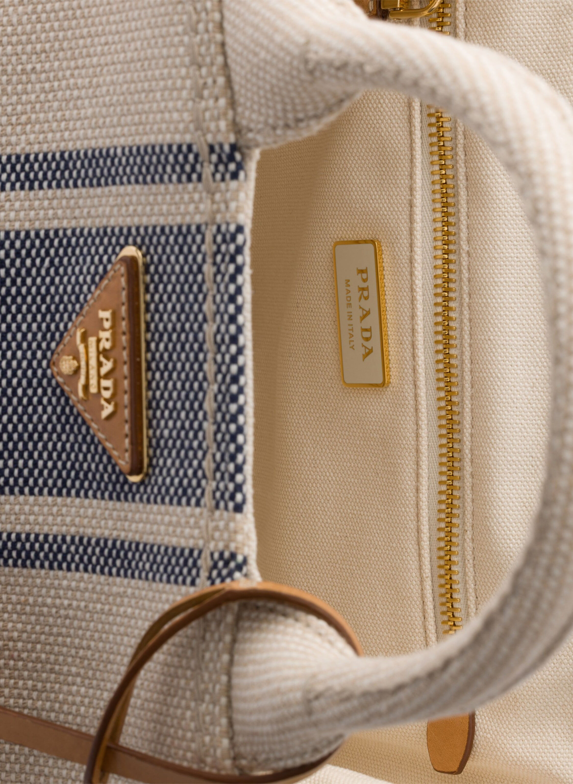 Petit sac prada jardinière en toile de coton Beige