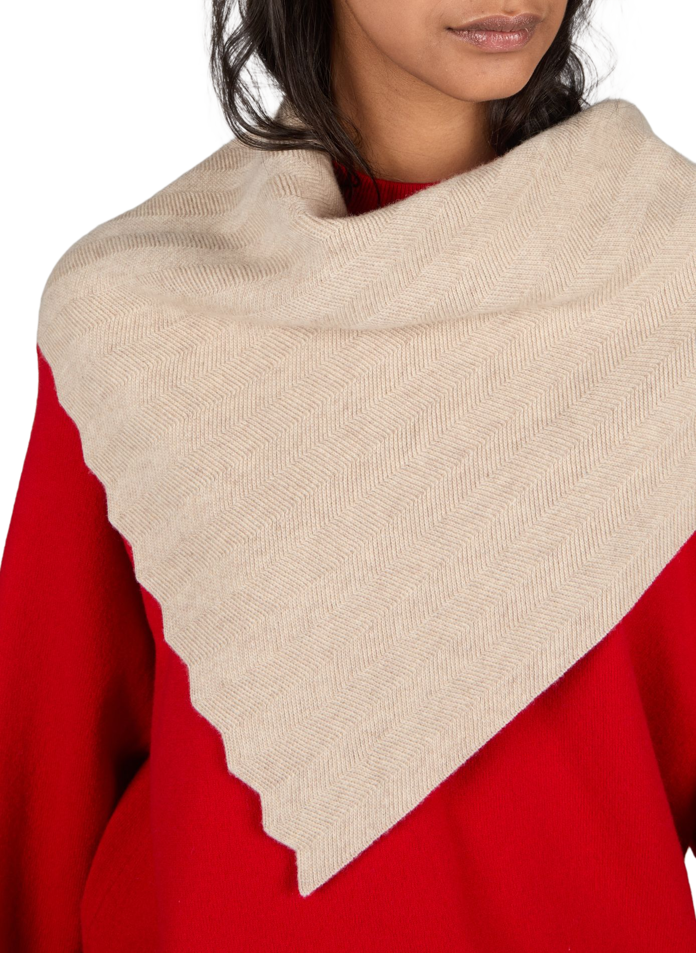 The Chevron virgin wool and cashmere shawl JACQUEMUS Beige