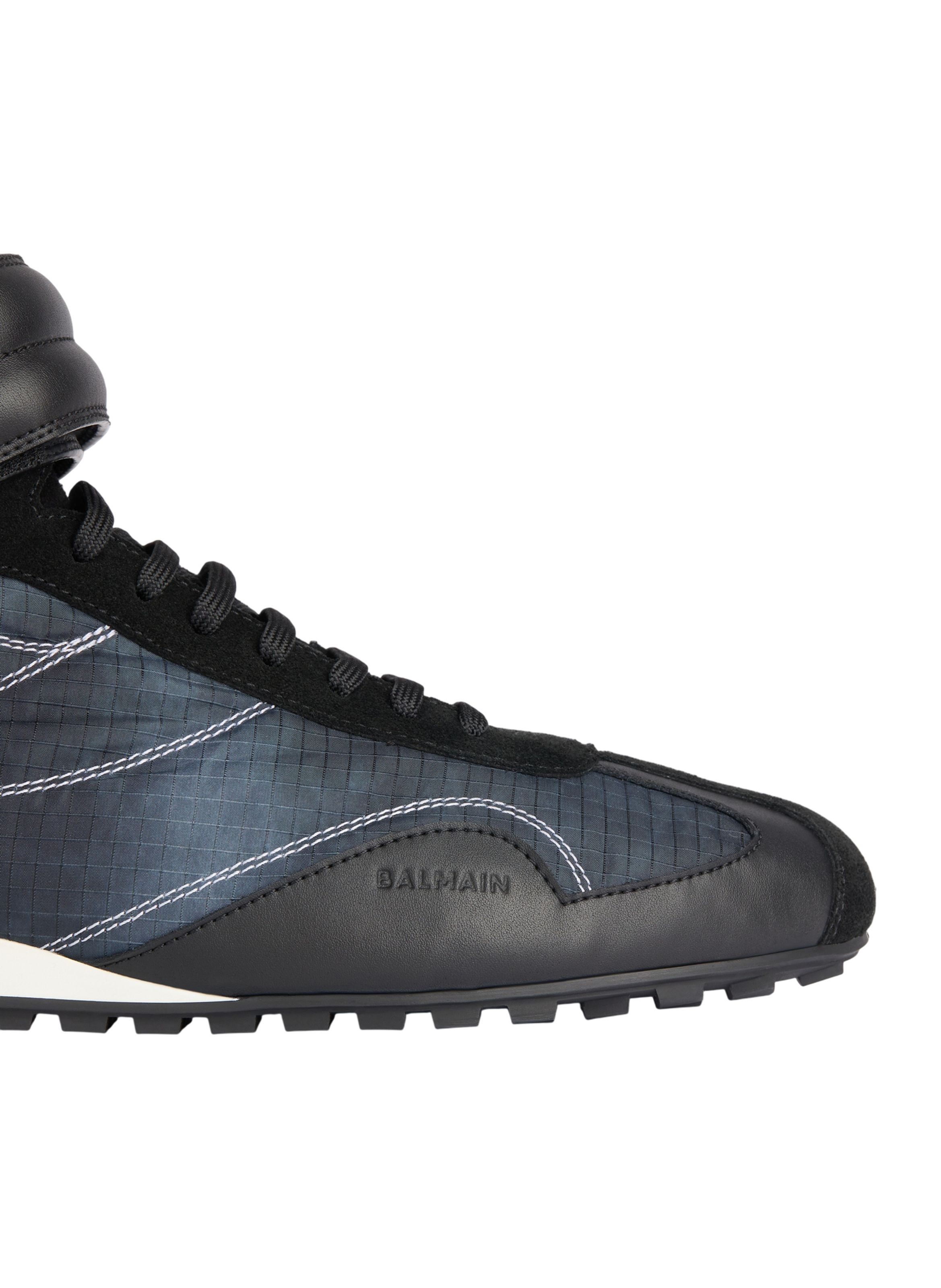 Baskets racing mid-top en nylon et cuir BALMAIN Noir