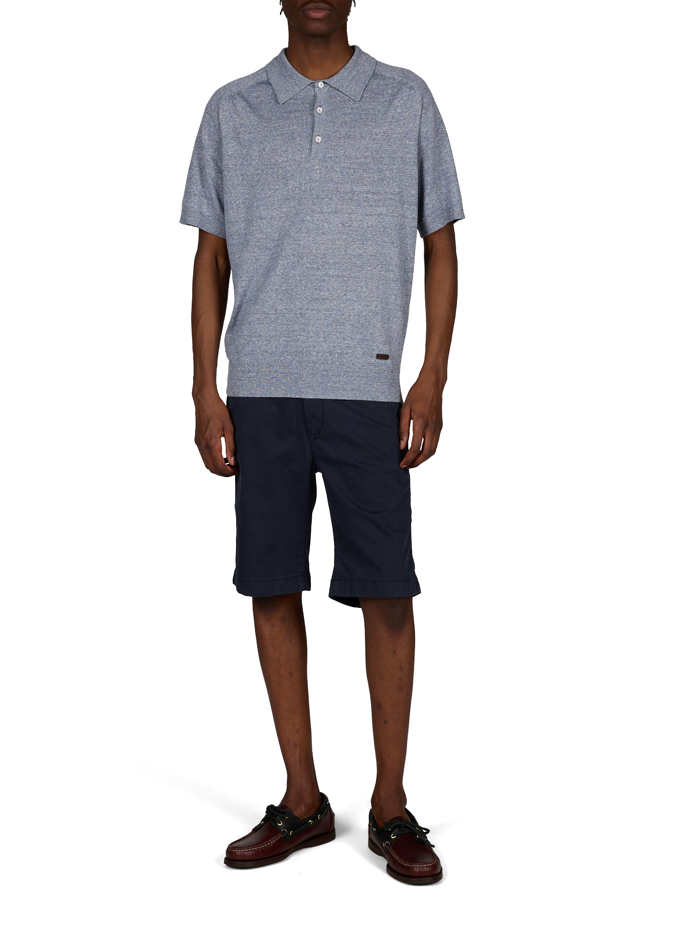 Linen and cotton blend polo ETON Blue
